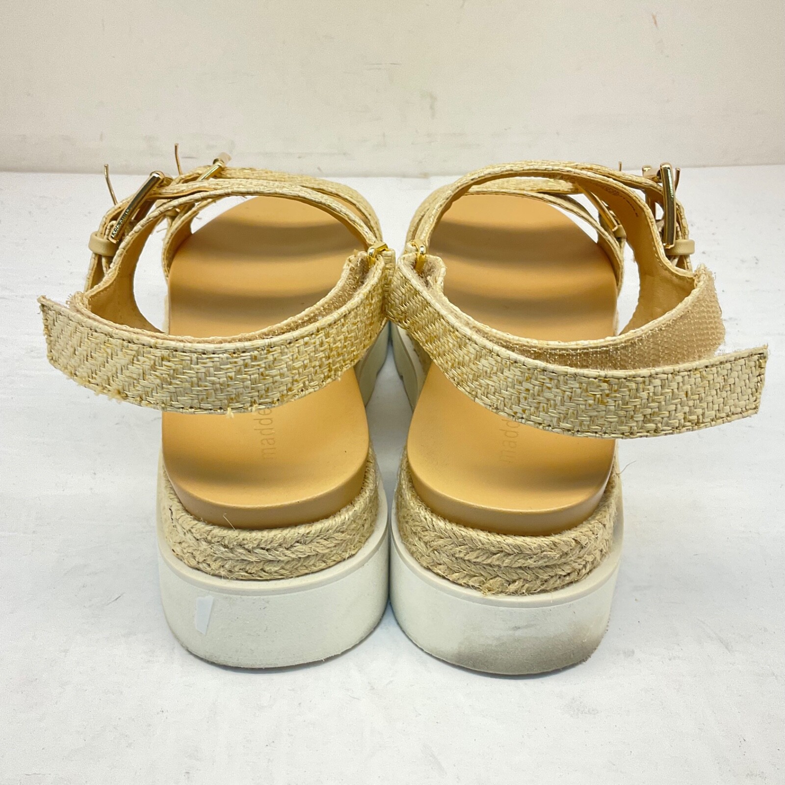 Madden Girl Women’s Mason Two-Strap Slide Platform Sandals Tan Size 8M