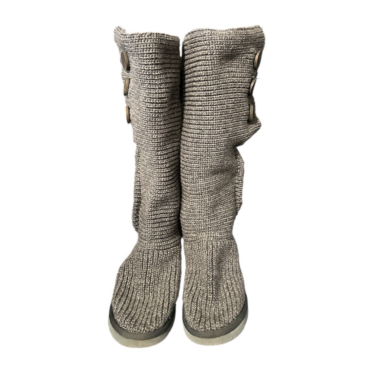 UGG Tall Cable Knit Boots Gray Womens US 8 / EU 38 Sheepskin Lined Winter