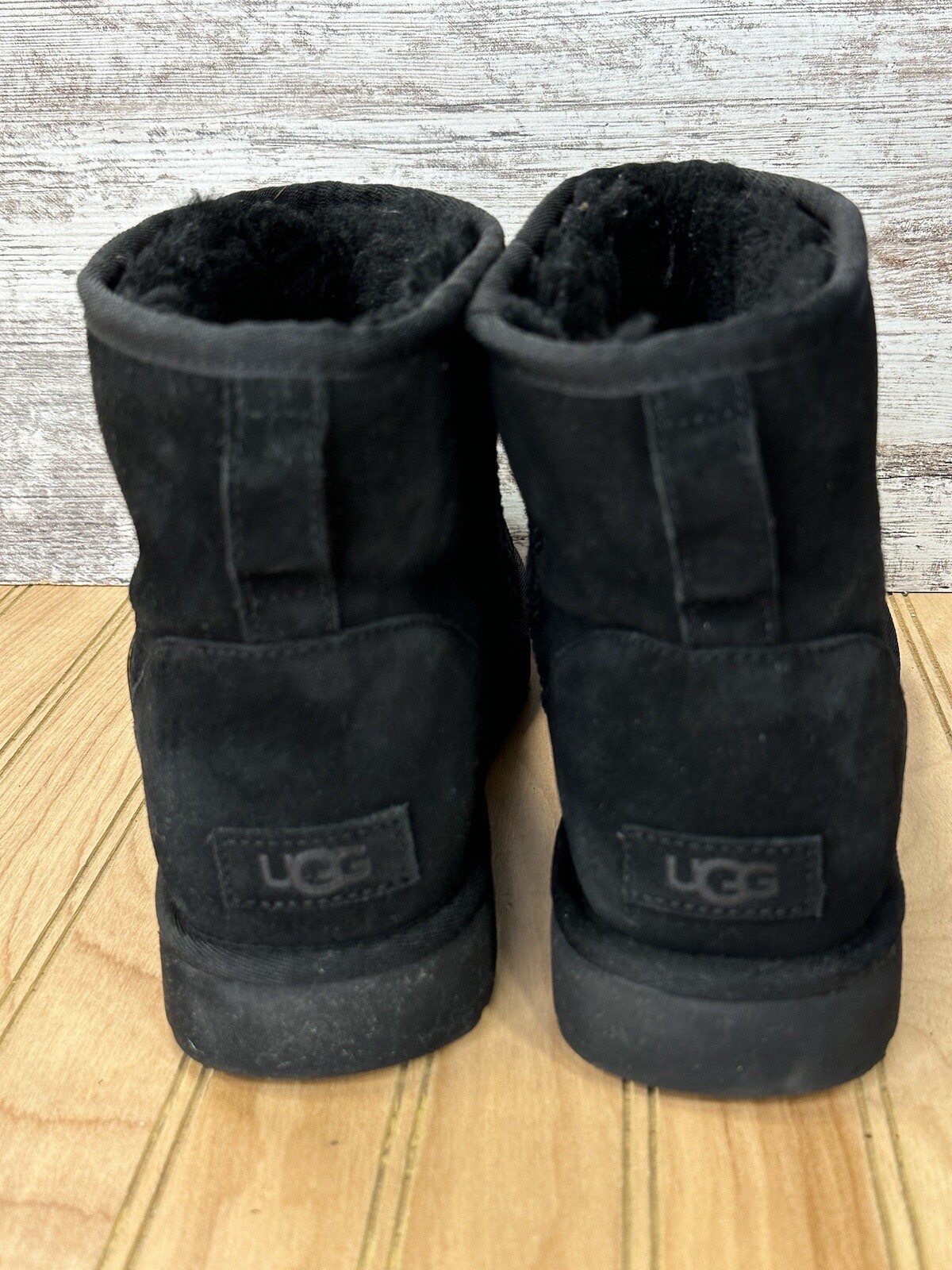 UGG CLASSIC MINI SIDE LOGO BLACK BOOTS 1122558 Womens Size 11