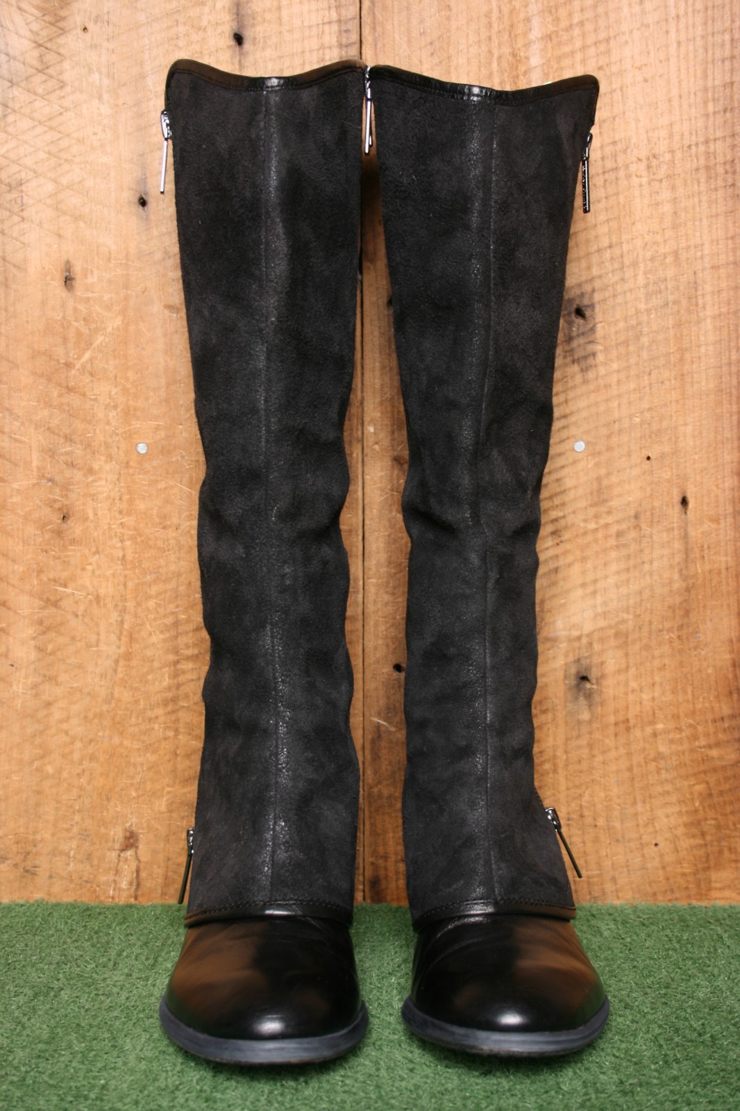 DONALD J PLINER ‘Devi’ Black Leather Reverse Calf Knee High Riding Boots Sz. 7M