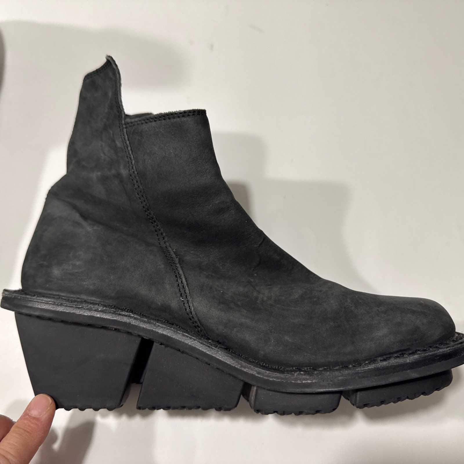 TRIPPEN Germany Green Leather Corner Split Wedge Ankle Boots Size 38/7.5