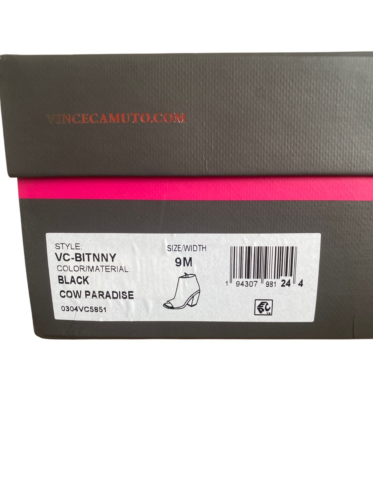 Vince Camuto VC-Bitnny Black Cow Paradise Leather Open Toe Booties Size 9M New