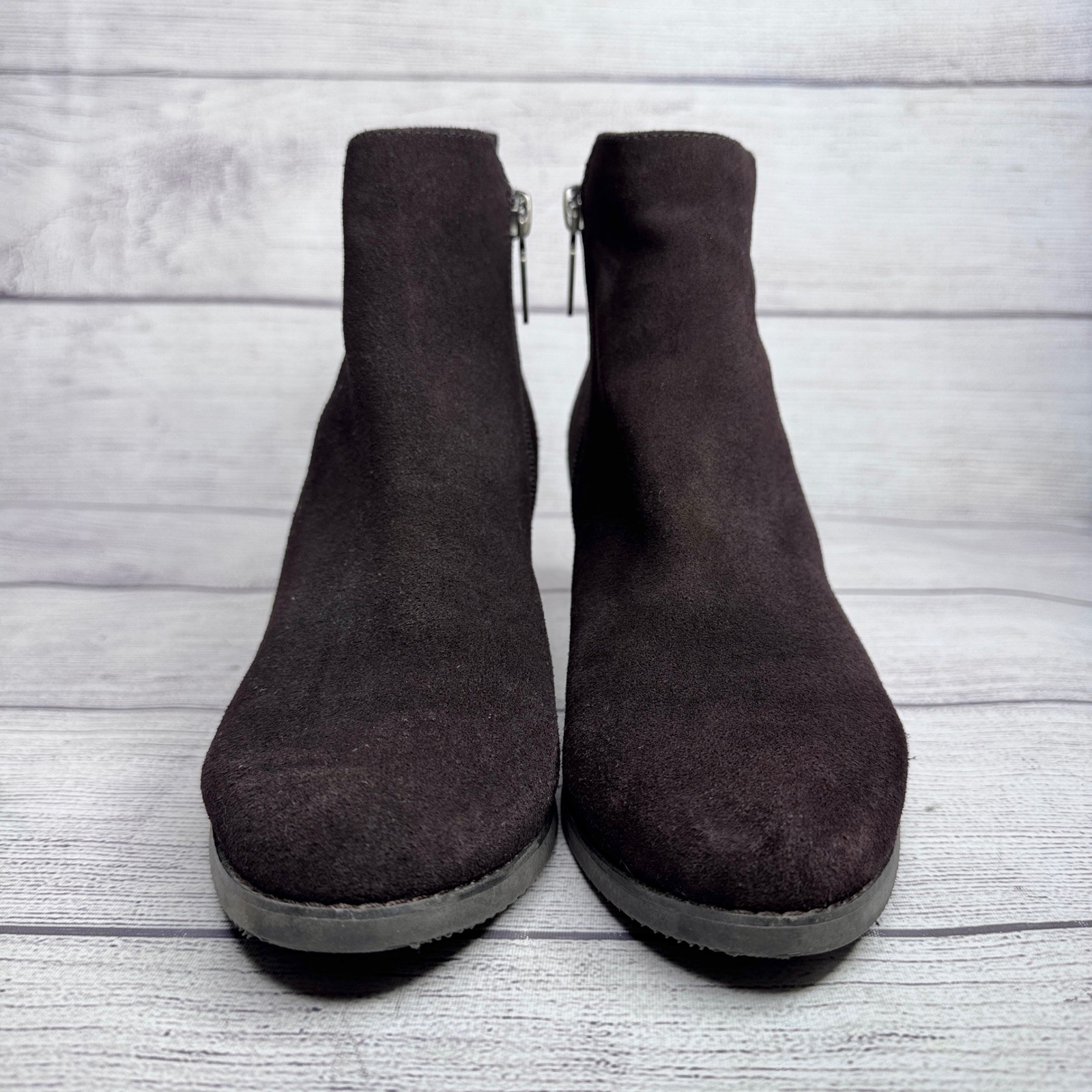 Blondo Waterproof Suede Ankle Boots Dark Brown Block Heel B6289 205 Womens 6.5 M