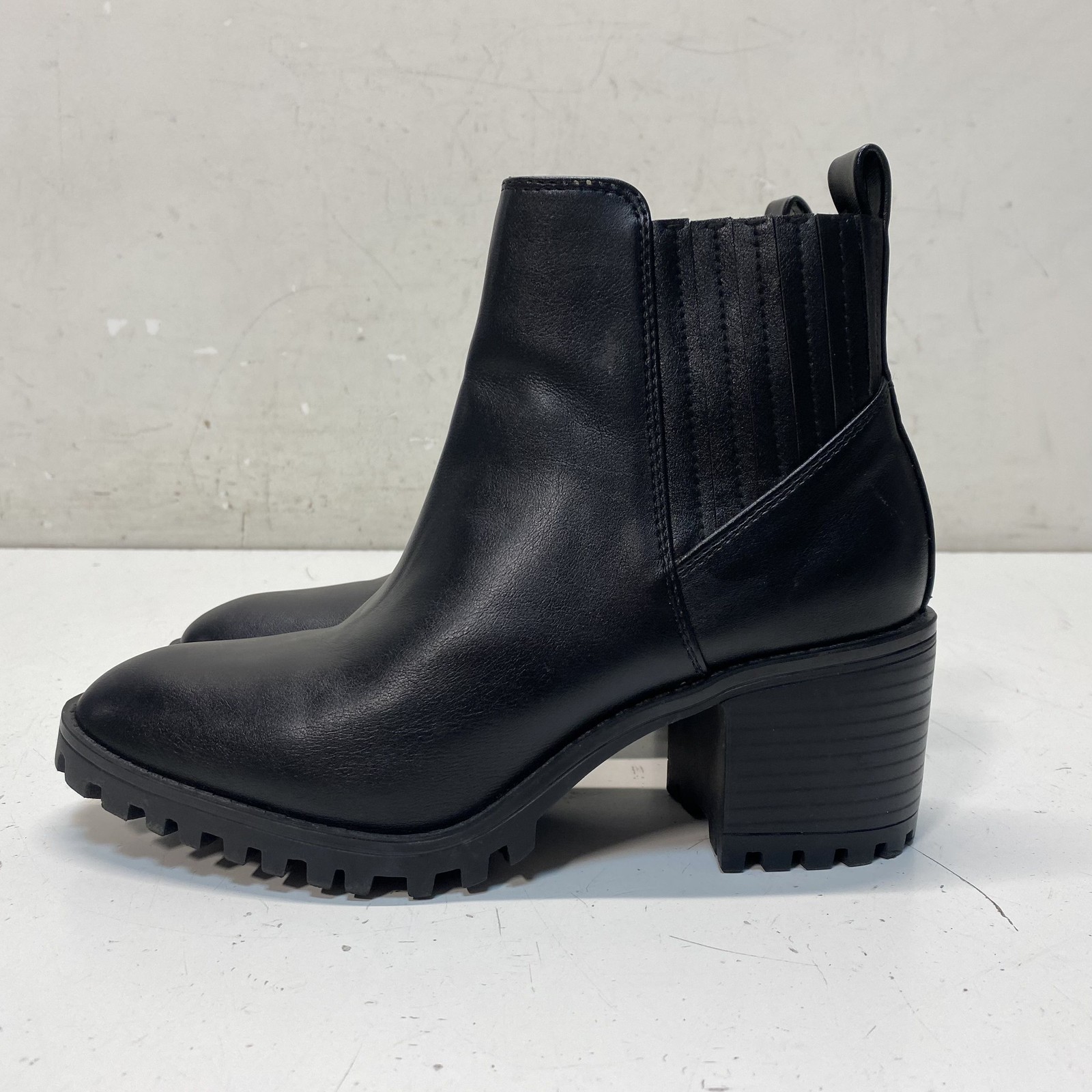 Zara Basic Black Chunky Lug Sole Chelsea Ankle Boots Size EU 37