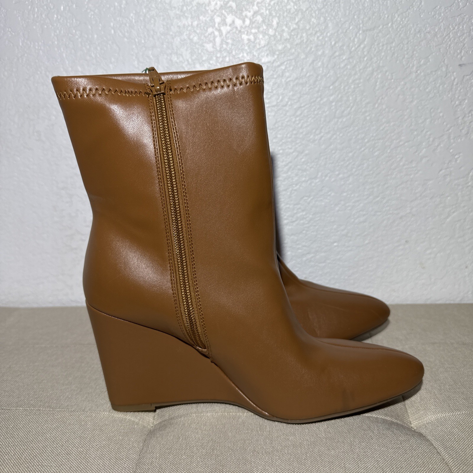A New Day Women’s Jocelyn Wedge Stretch Dress Boots – Camel 9.5