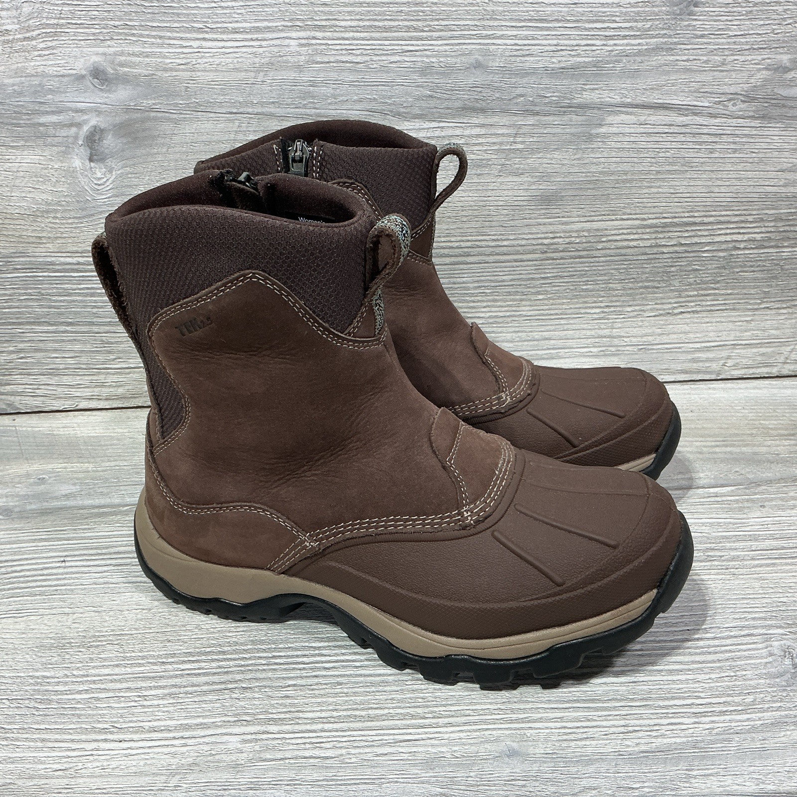L.L. Bean PRIMALOFT Tek 2.5 Brown Leather Women’s Winter Snow Boots Size 7 M