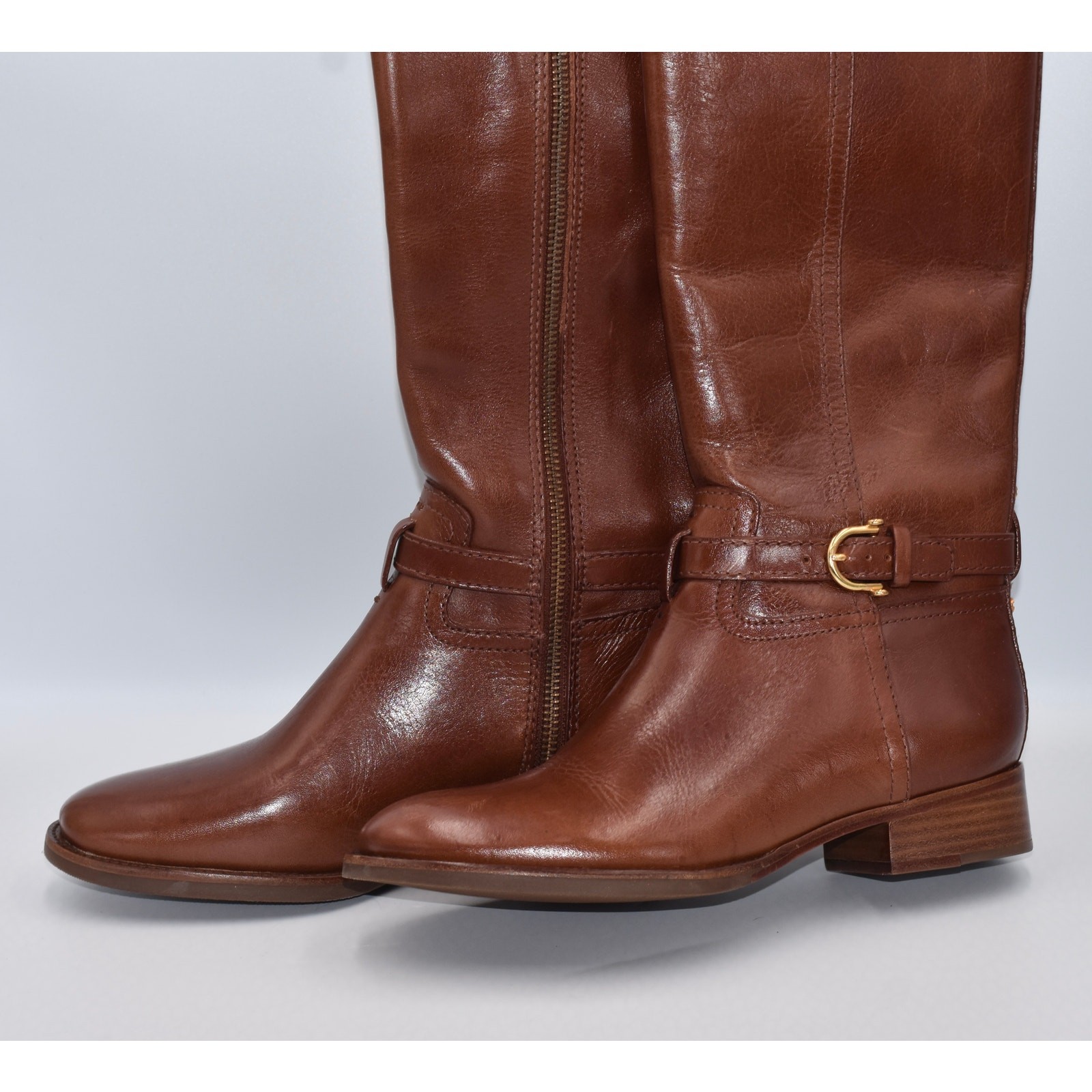 Tory Burch Women’s Brown ‘Nadine’ Zipper Leather Riding Boots Size 6M