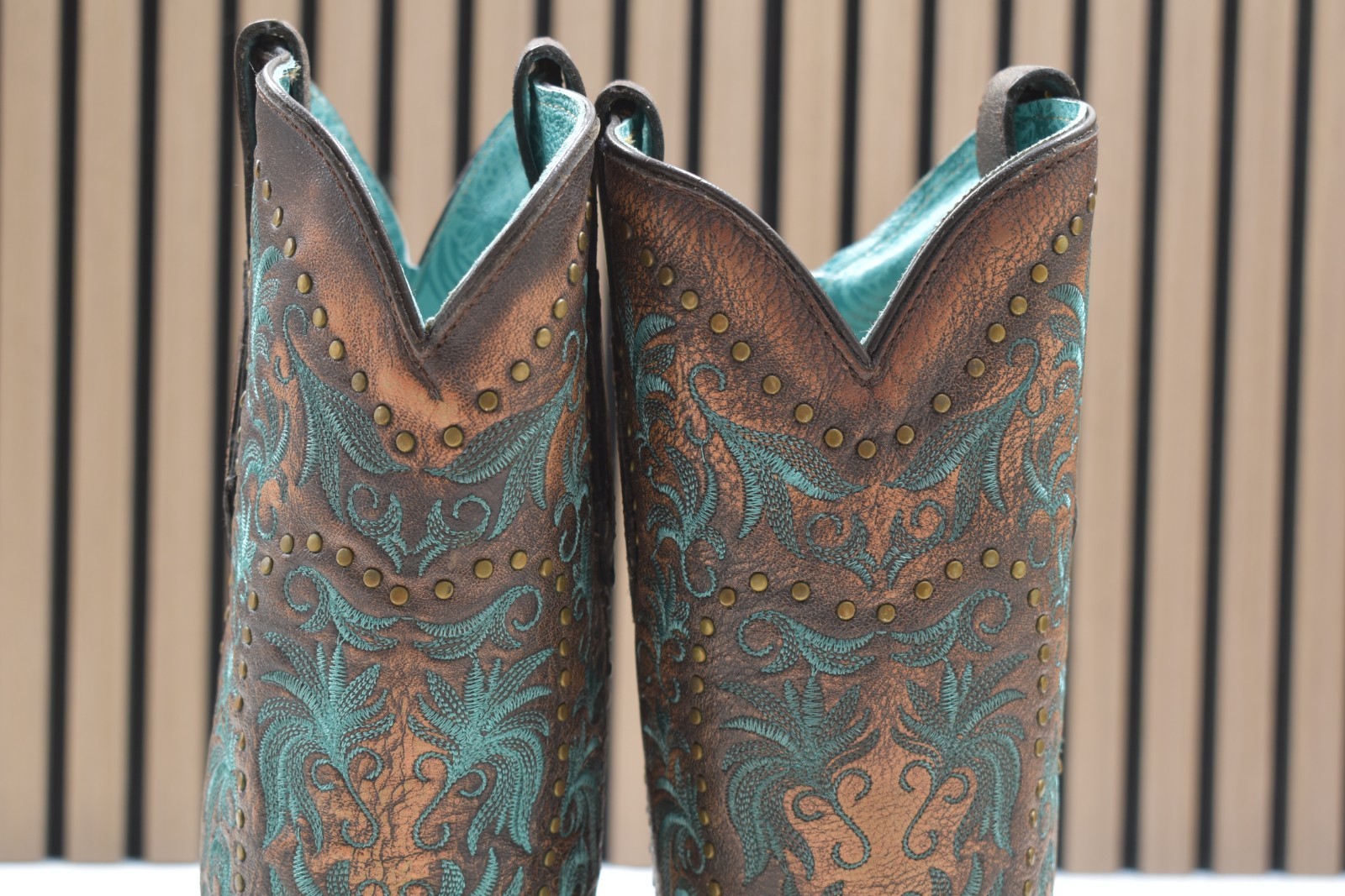 Corral Ladies Copper Brown Embroidery Studs Leather Boots C3973 US 6 M Western