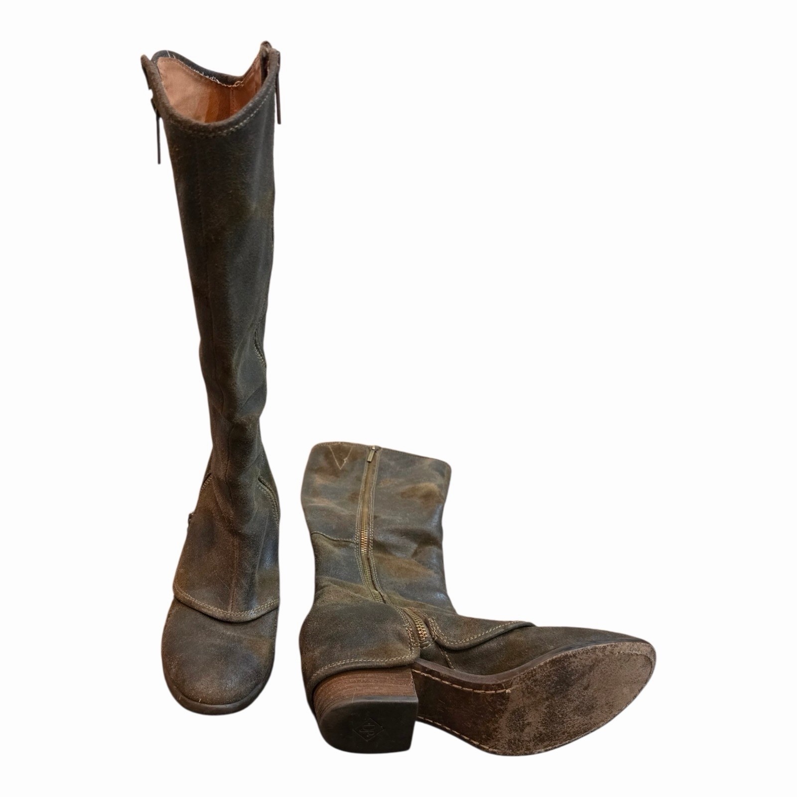 Donald J Pliner Olive Green Devi4 Reverse Calf Boots Round Toe Size 7