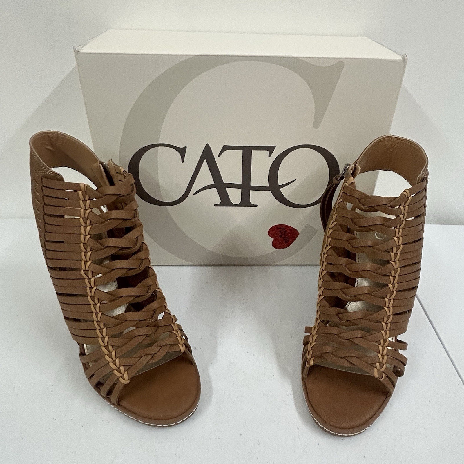 Cato Tan Gladiator Ankle boots booties side zipper size 8.5W New In Box