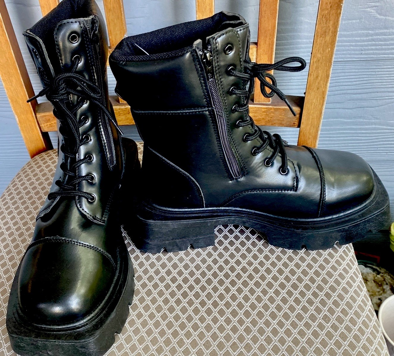 Women’s Lace Up Punk Platform Black CIGA-02 Boots Chunky GothicFestival 8.5 NEW