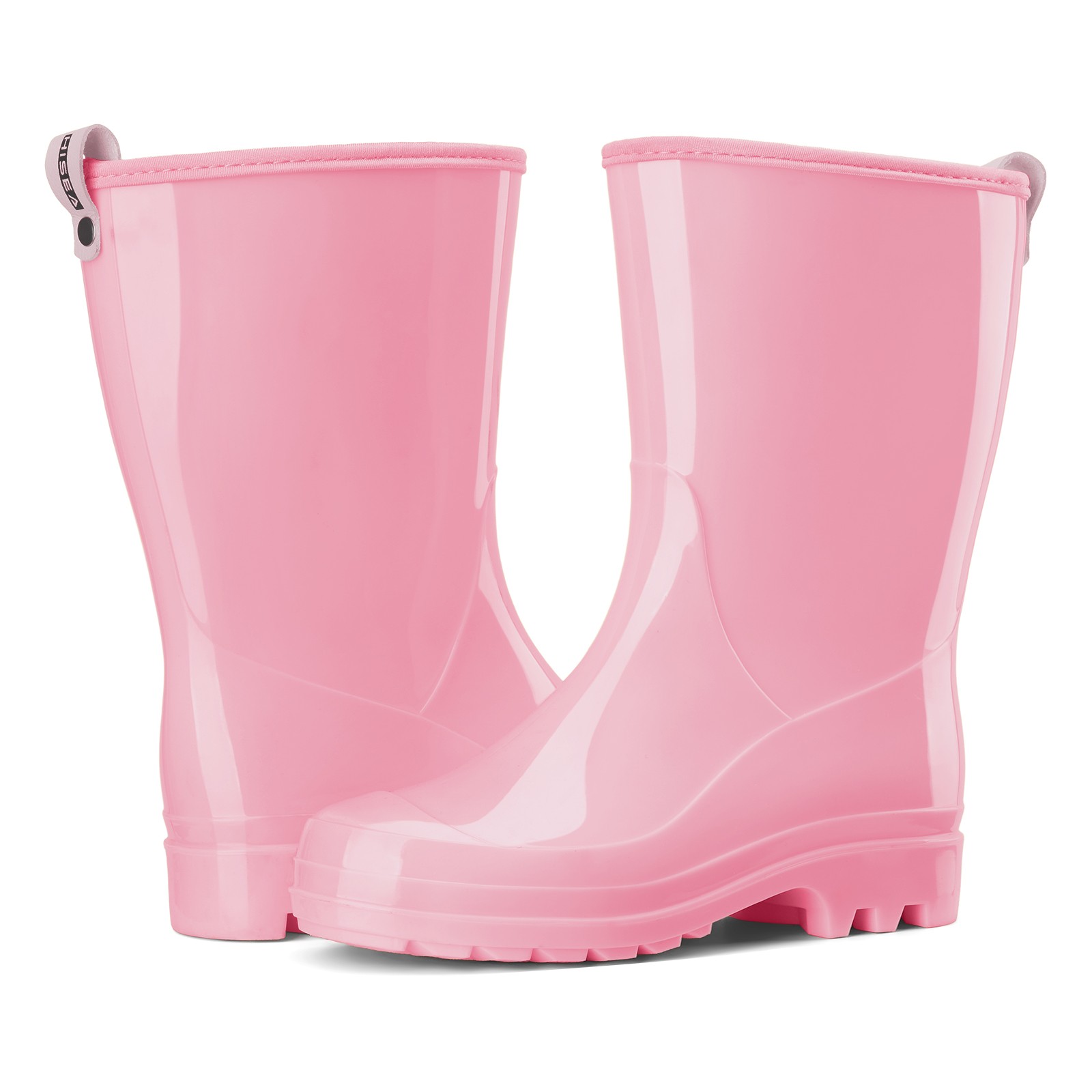 HISEA Women Waterproof Rain Boots Glossy Mid-Calf Wellies Non-Slip Garden Shoes