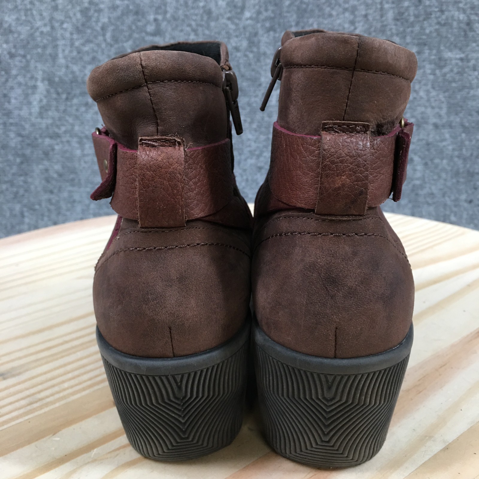 Cobb Hill Boots Womens 8 M Casual Side Zip Ankle Wedge Booties CBV17BR Brown