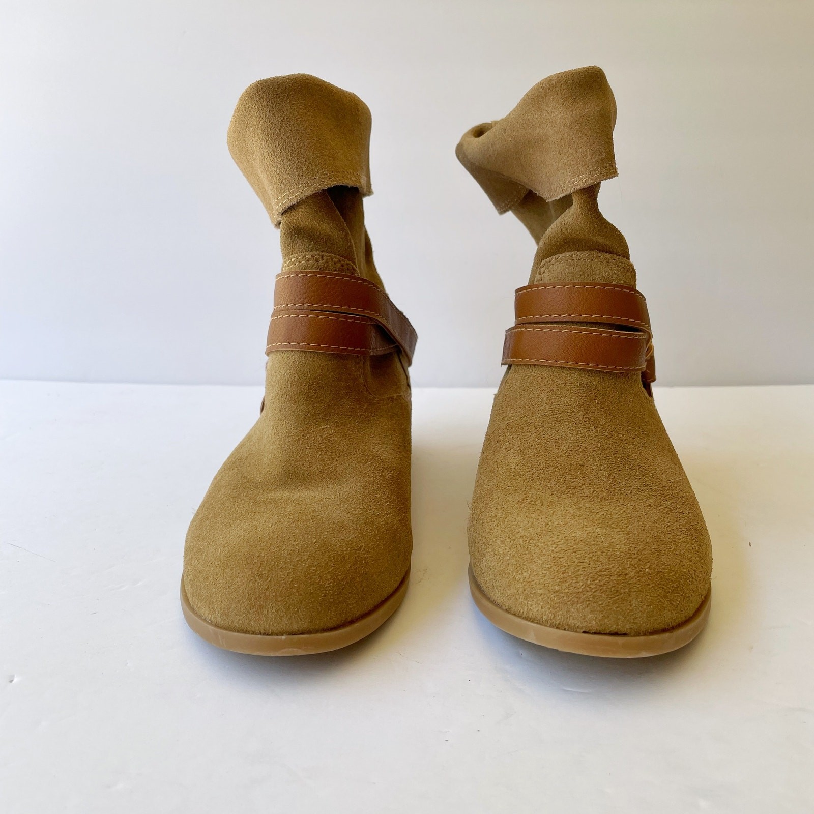Seychelles Tan Suede Slouch Boots 6 Moto Harness Biker