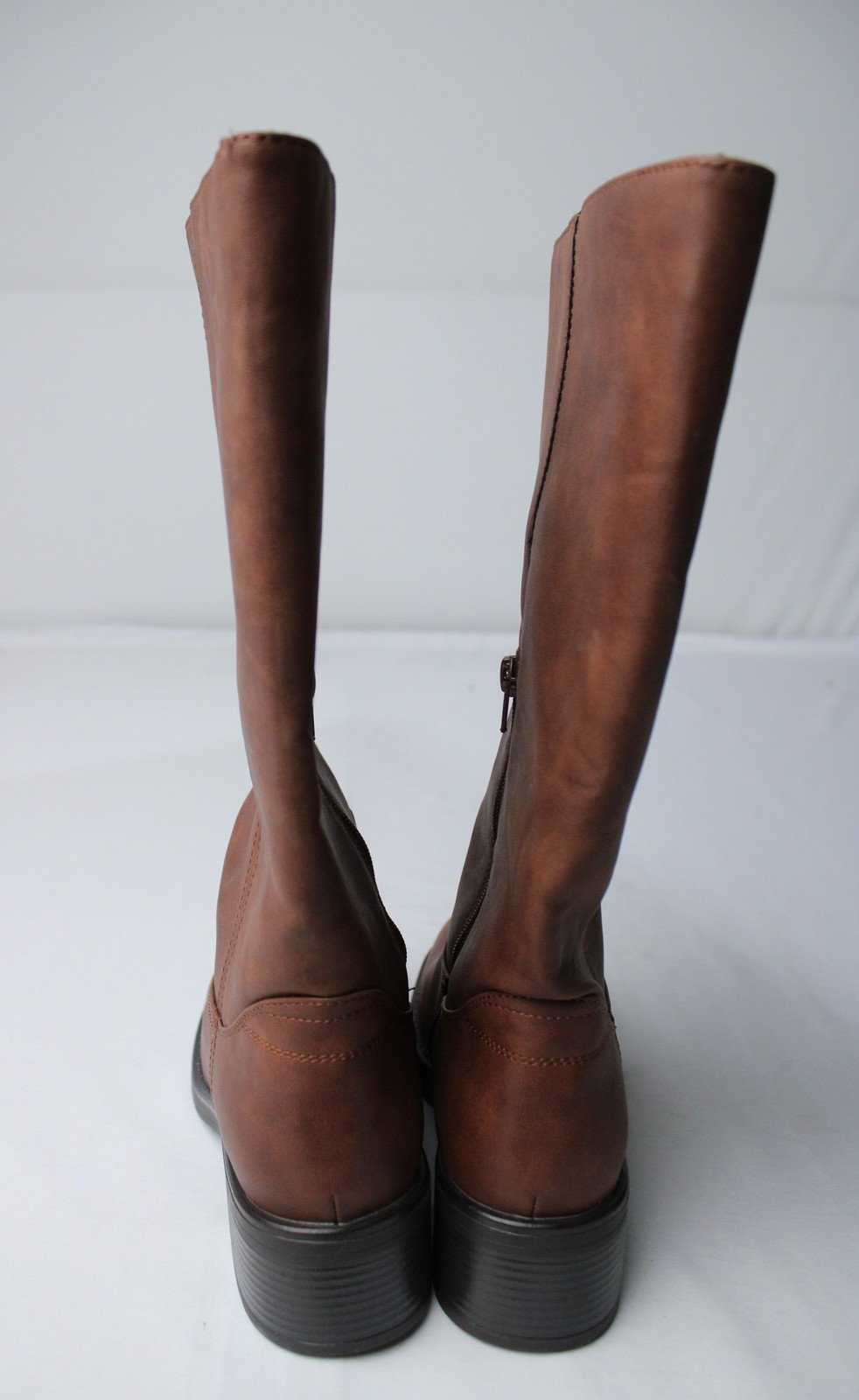 New York & Company Women’s Square Toe Platform Chunky Boots AC2 Brown Size US:9