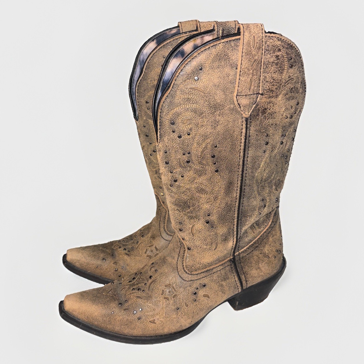 Womens Laredo Scandalous studded Western Brown Boots Size 8.5 M Snipped Toe