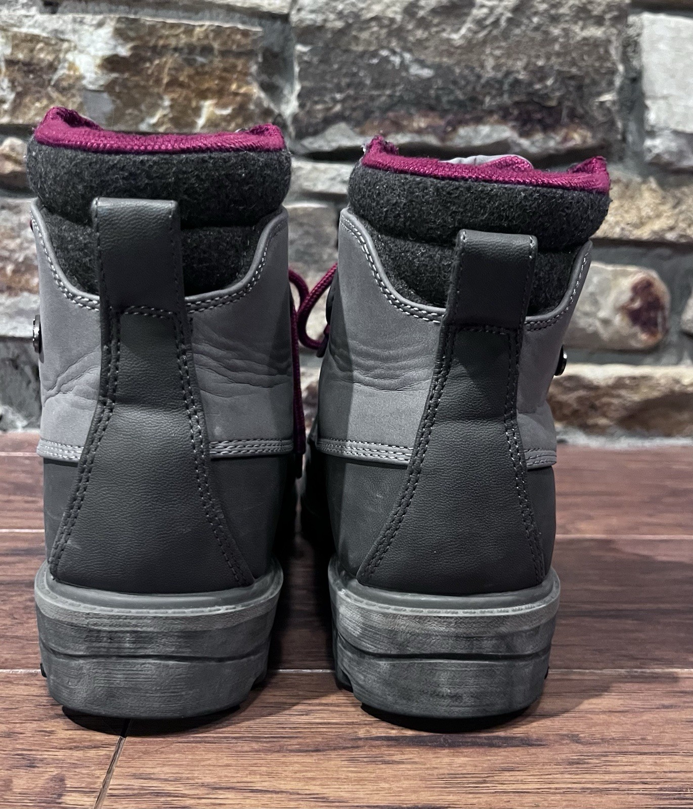 Women’s Lugs Mallard Boots Charcoal Grey Black Maroon Hiking Casual Size 7.5