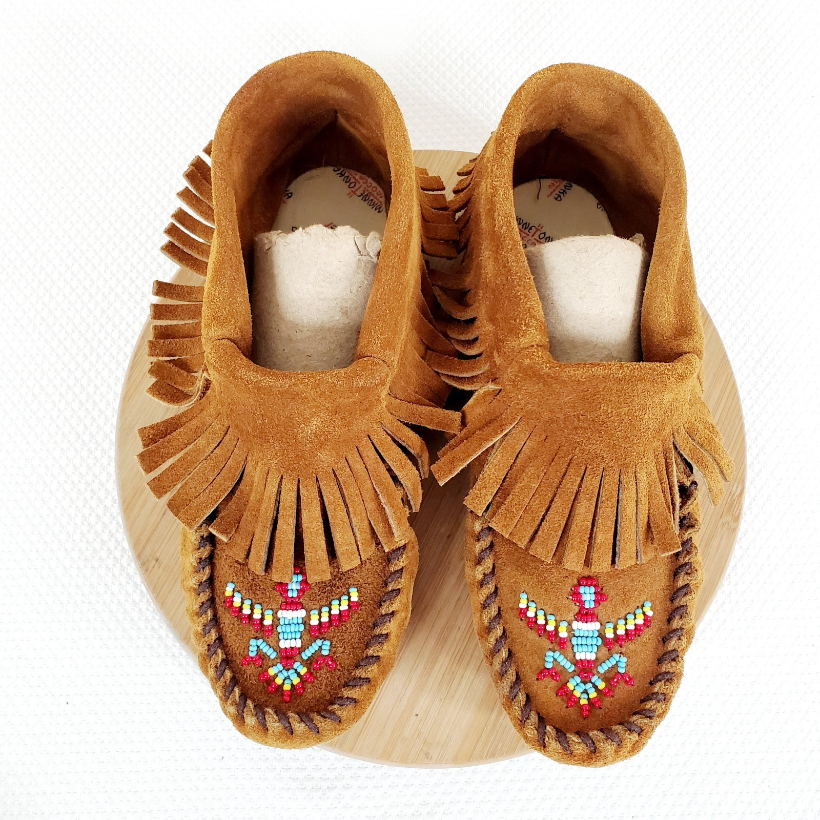 Minnetonka Softsole Bootie Womens 7 Brown Thunderbird Fringe Minimalist Shoe USA