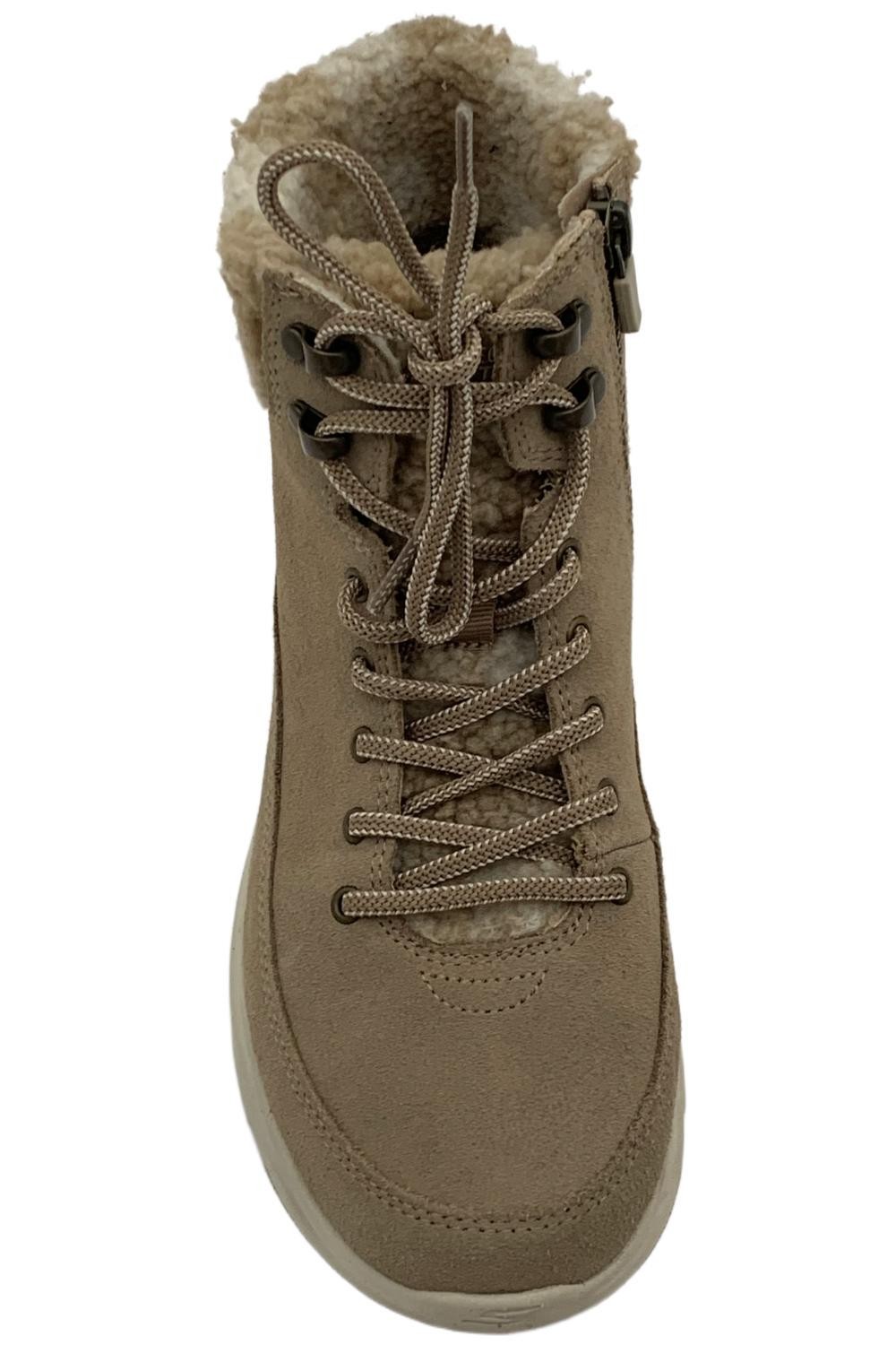 Skechers Women’s Suede Ultra GO Plaid Collar Lace Up Hiker Boots Tan