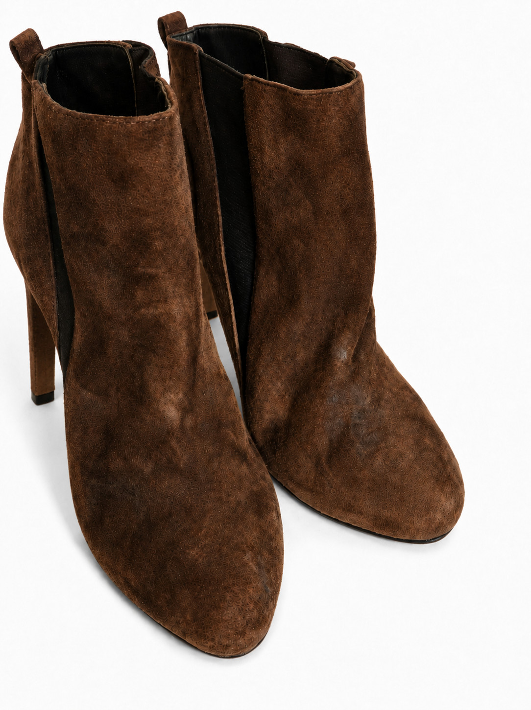 Saks Fifth Avenue Brown Suede High Heel Ankle Boots Women’s Pointed Toe Boots
