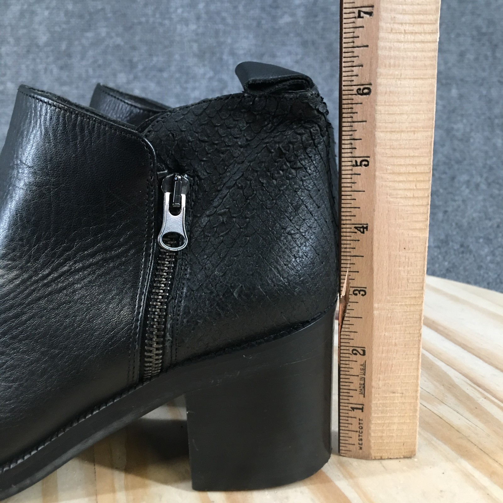 Chikato Boots Womens 39 Ankle Bootie Black Side Zip Casual Comfort Block Heels