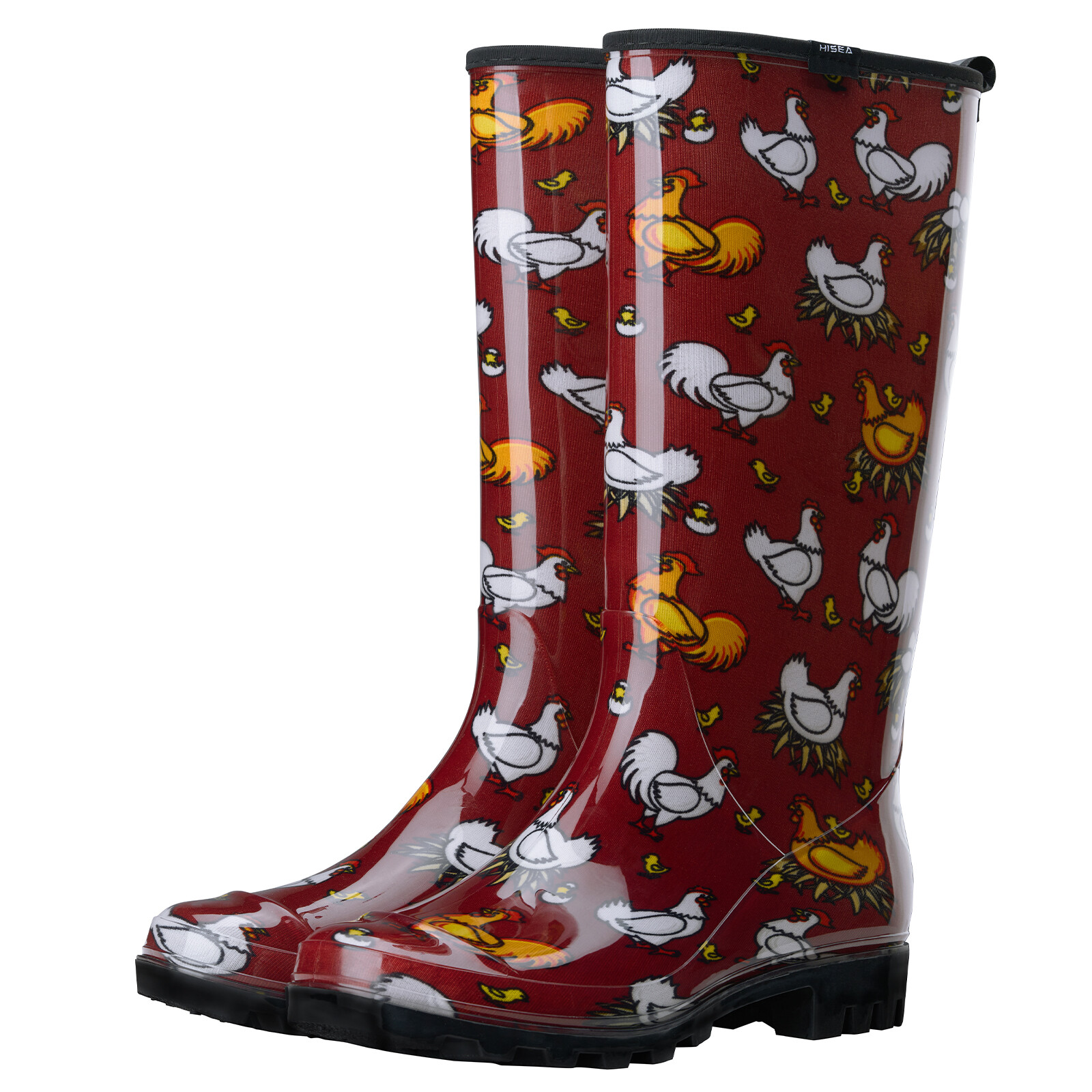 HISEA Women Knee High Rain Boots Waterproof Garden Shoes Colorful Printed Wellie