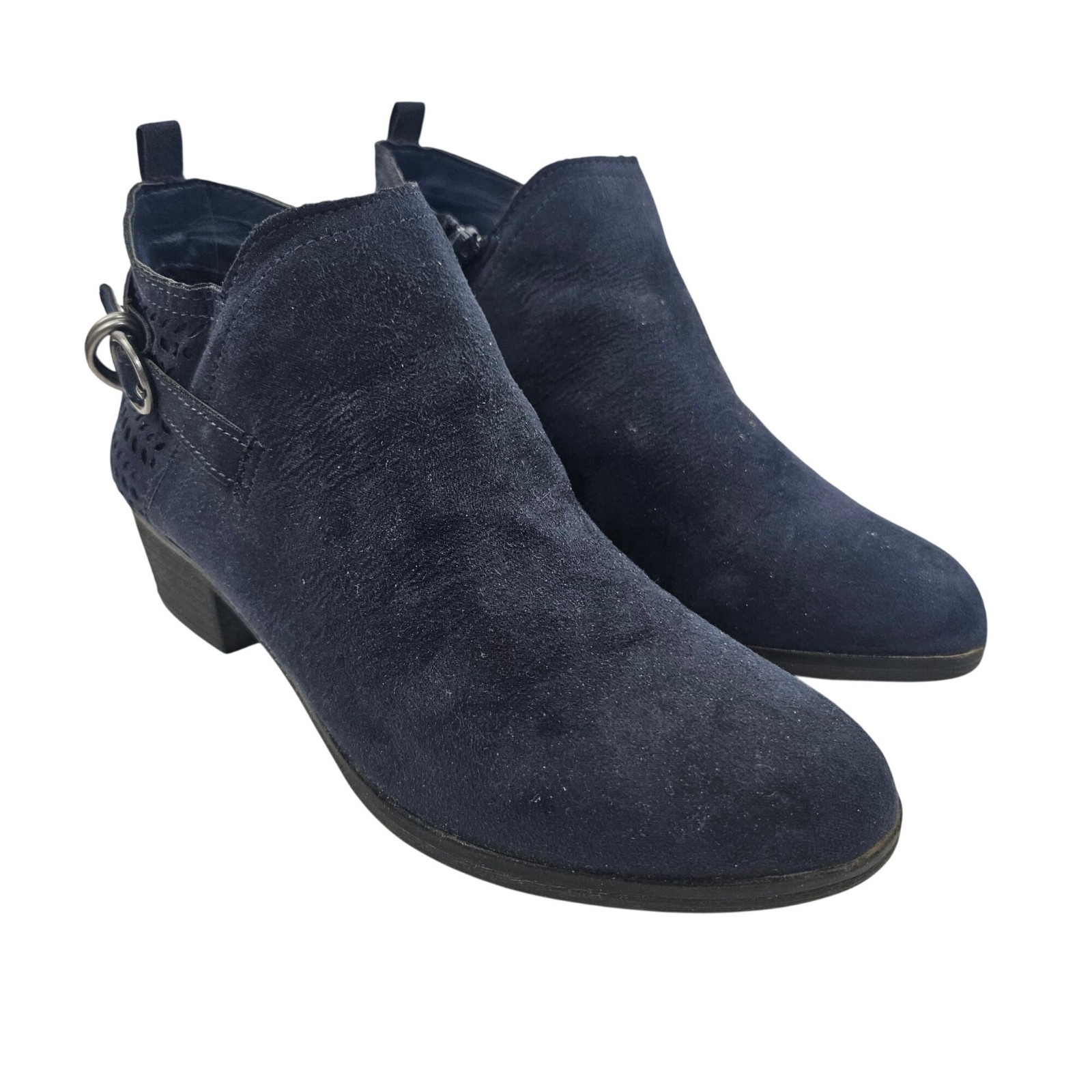 Rouge Helium Ankle Boots Womens Size 7 Blue Suede Block Heel Size Zipper