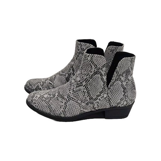 True Craft Cream Faux Snakeskin TC-Winnie Zip up Ankle Boots ~ Size 8 M