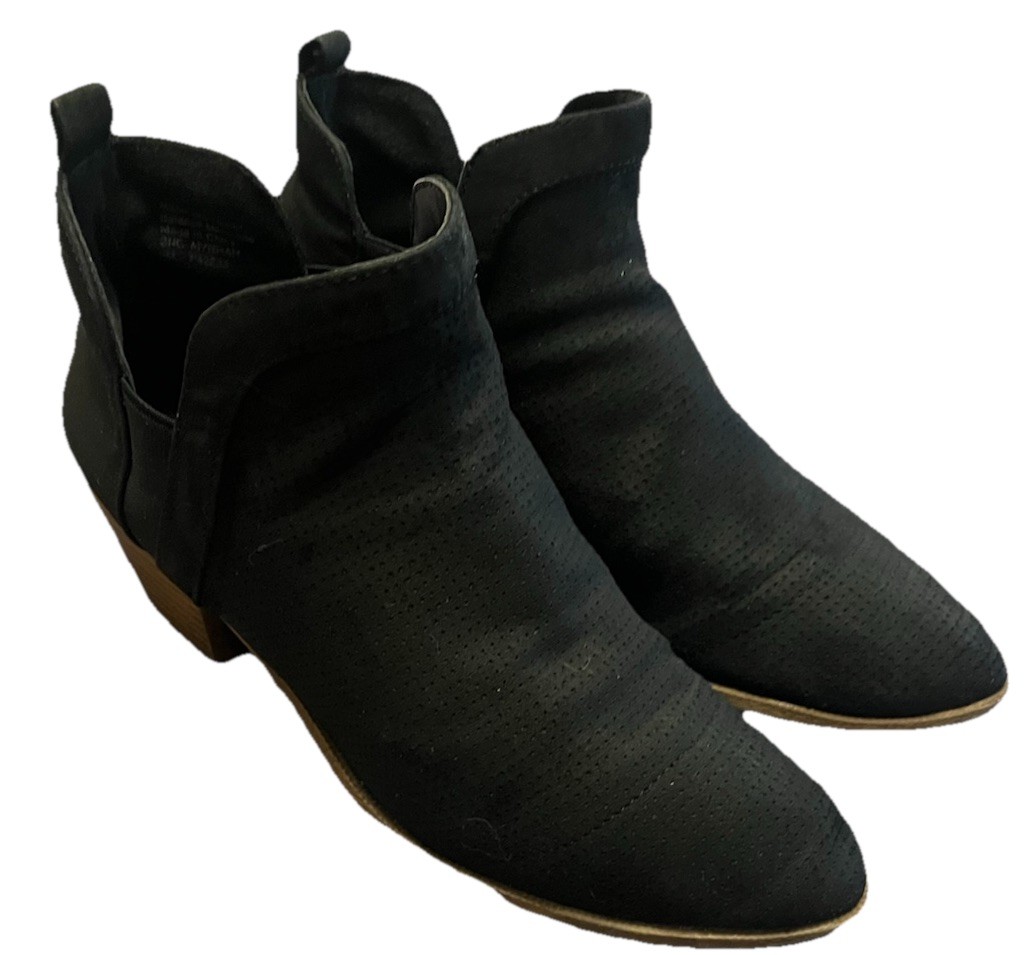 Women’s Round Toe Block Low Heels Ankle Boots Winter Faux Suede Zip Winter Fall