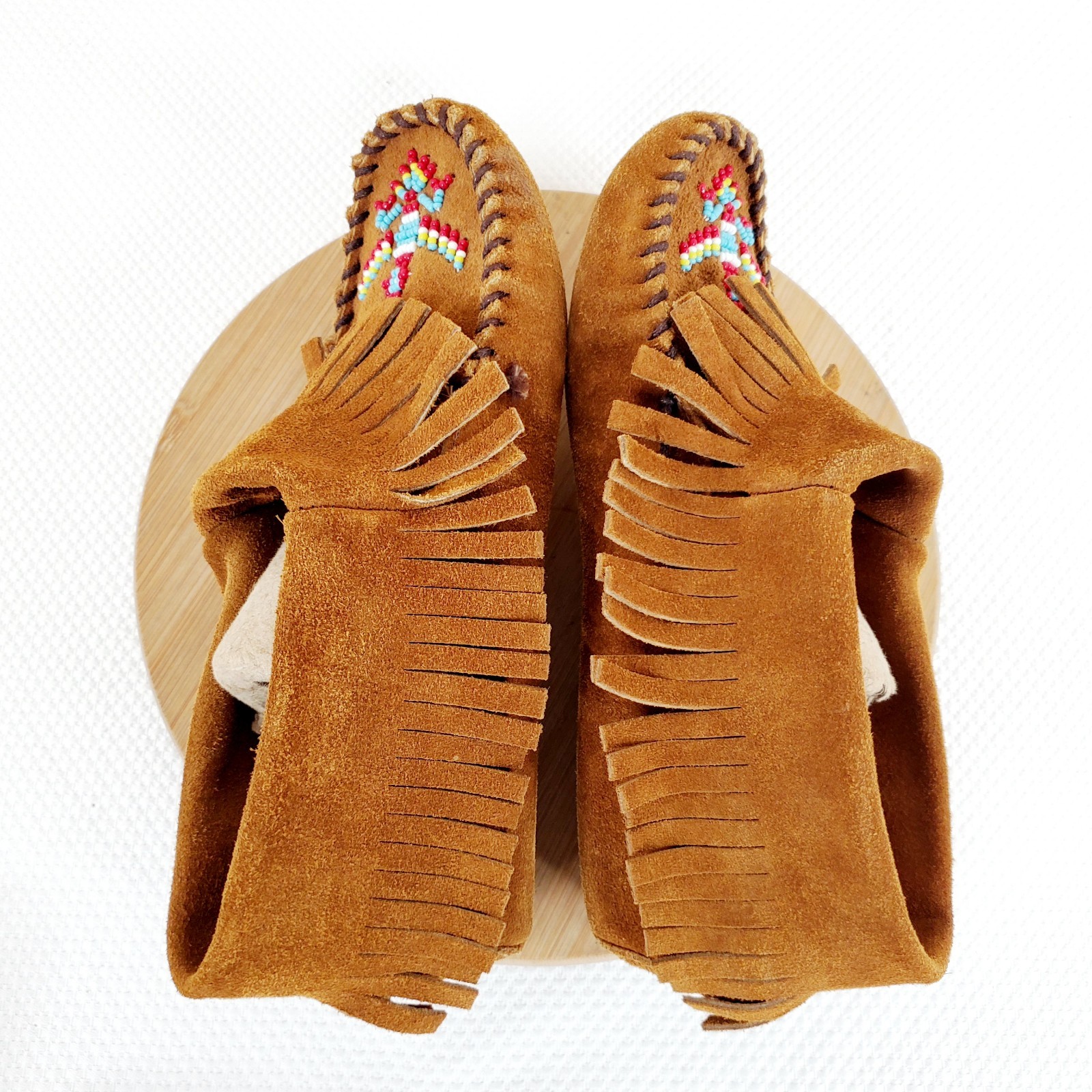 Minnetonka Softsole Bootie Womens 7 Brown Thunderbird Fringe Minimalist Shoe USA