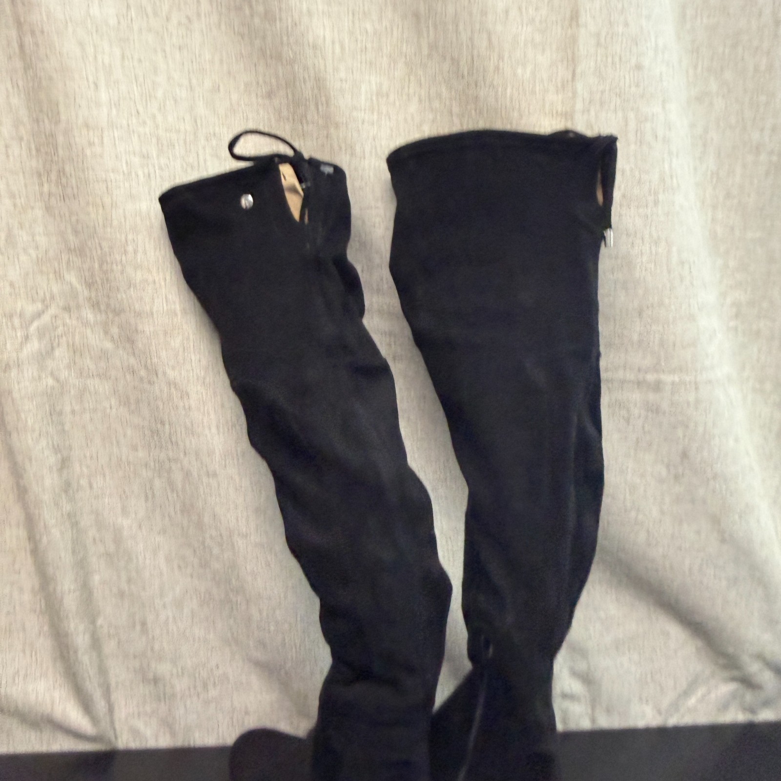 Liz Claiborne Over The Knee Boots Women’s 7.5M Black Suede Block Heels Timeless