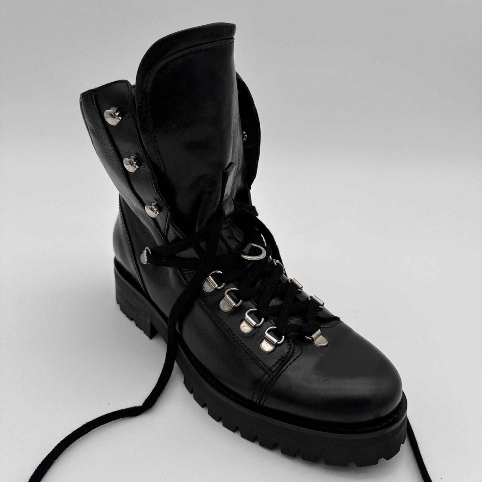 ALLSAINTS Franka Boot Women’s Black Leather Combat Hiker US 8 EU 39M UK 6 NIB
