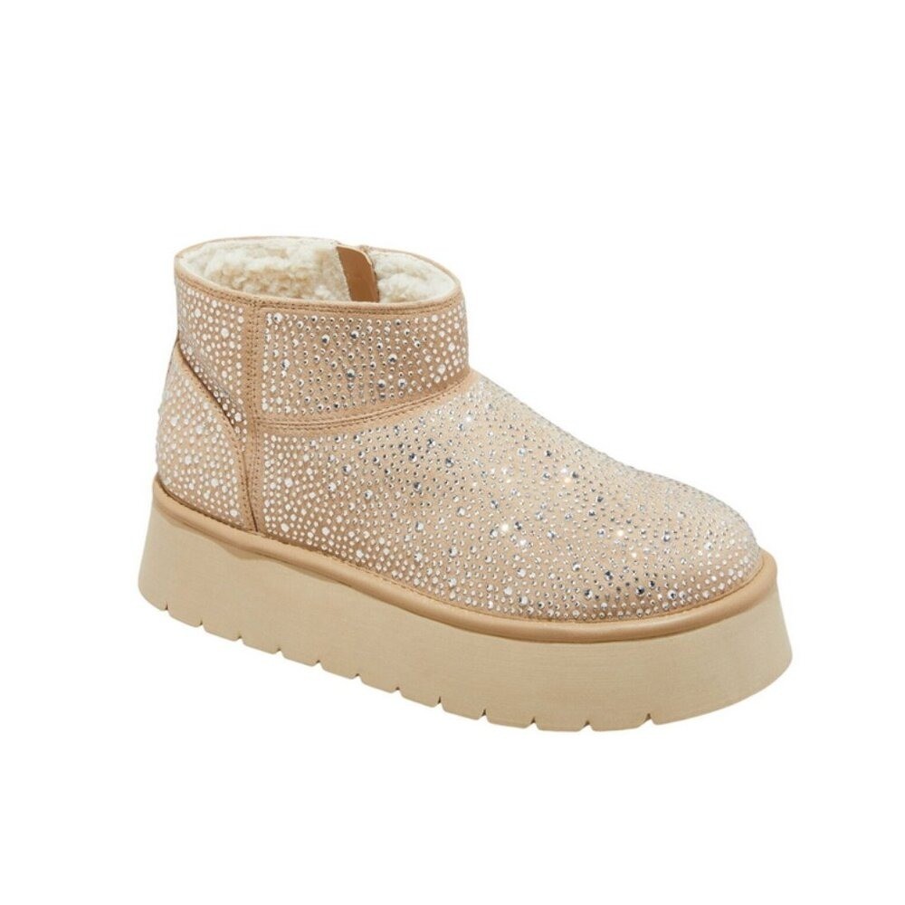 Women’s Missy Platform Booties Memory Foam Insole – Wild Fable Beige