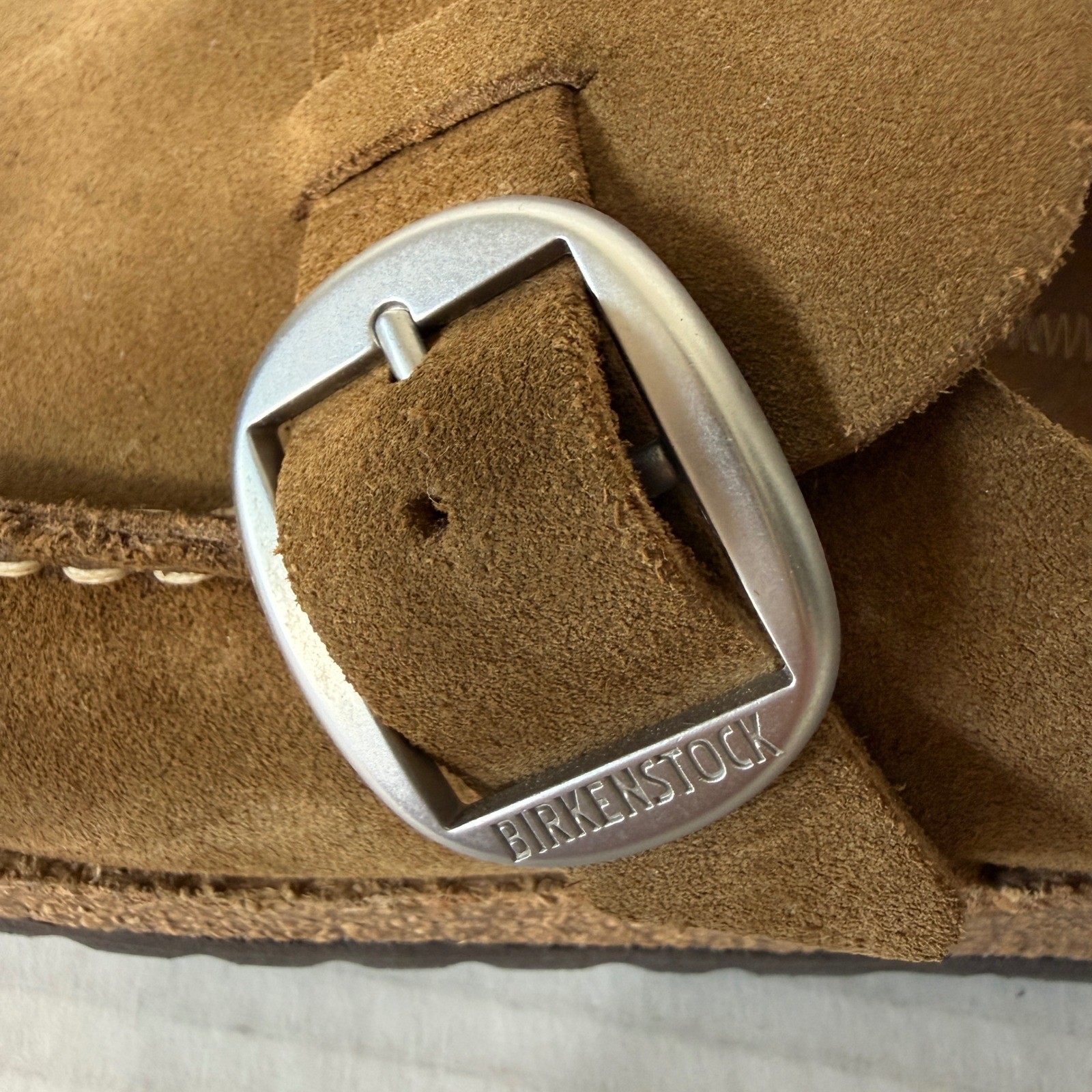 Birkenstock Buckley Womens Tan Leather Buckle Moccasin Mule Clog Size 10 Wide