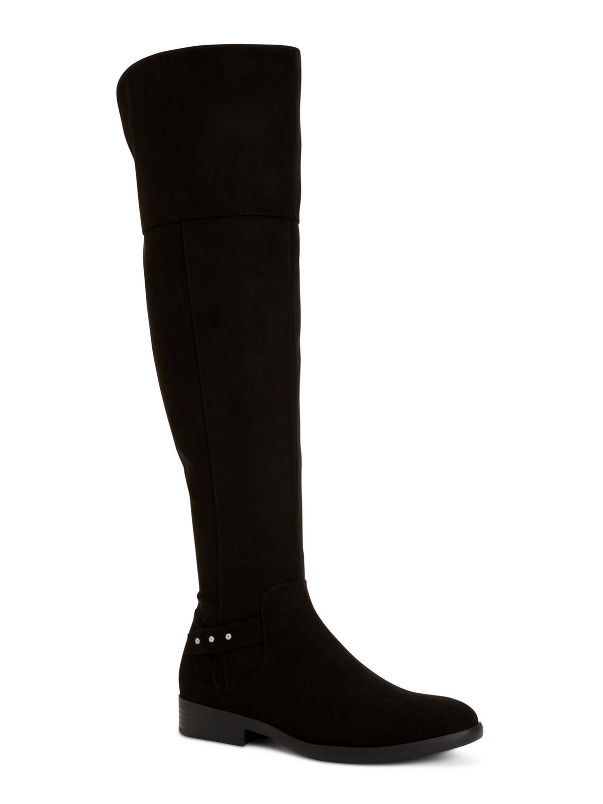 STYLE & COMPANY Womens Black Studded Round Toe Stacked Heel Boots Shoes 8 WC