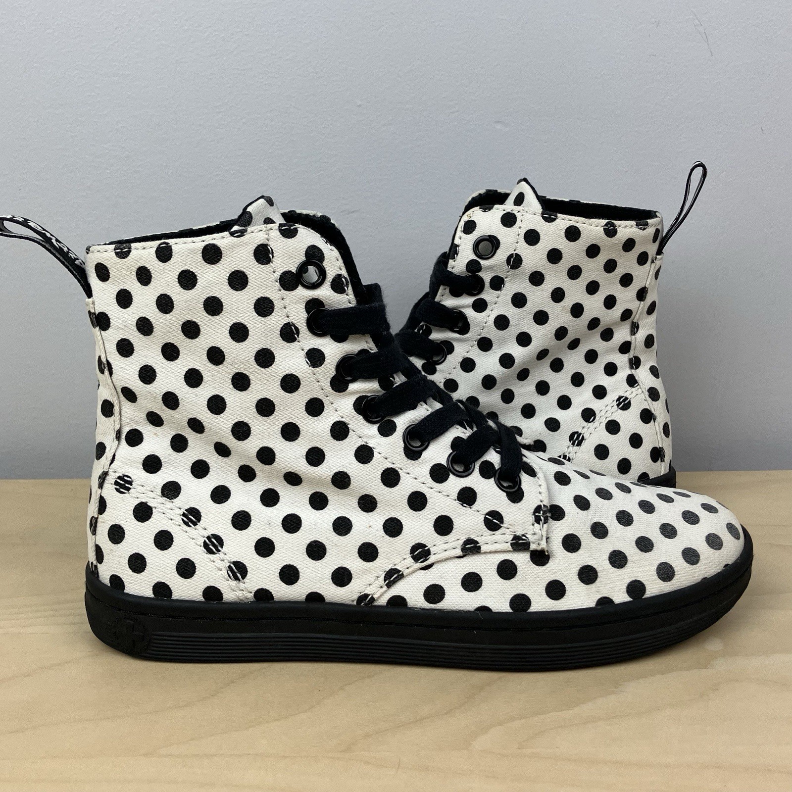 Dr. Doc Martens Women’s Size 5.0 Hackney Polka Dot High Top Boots White & Black