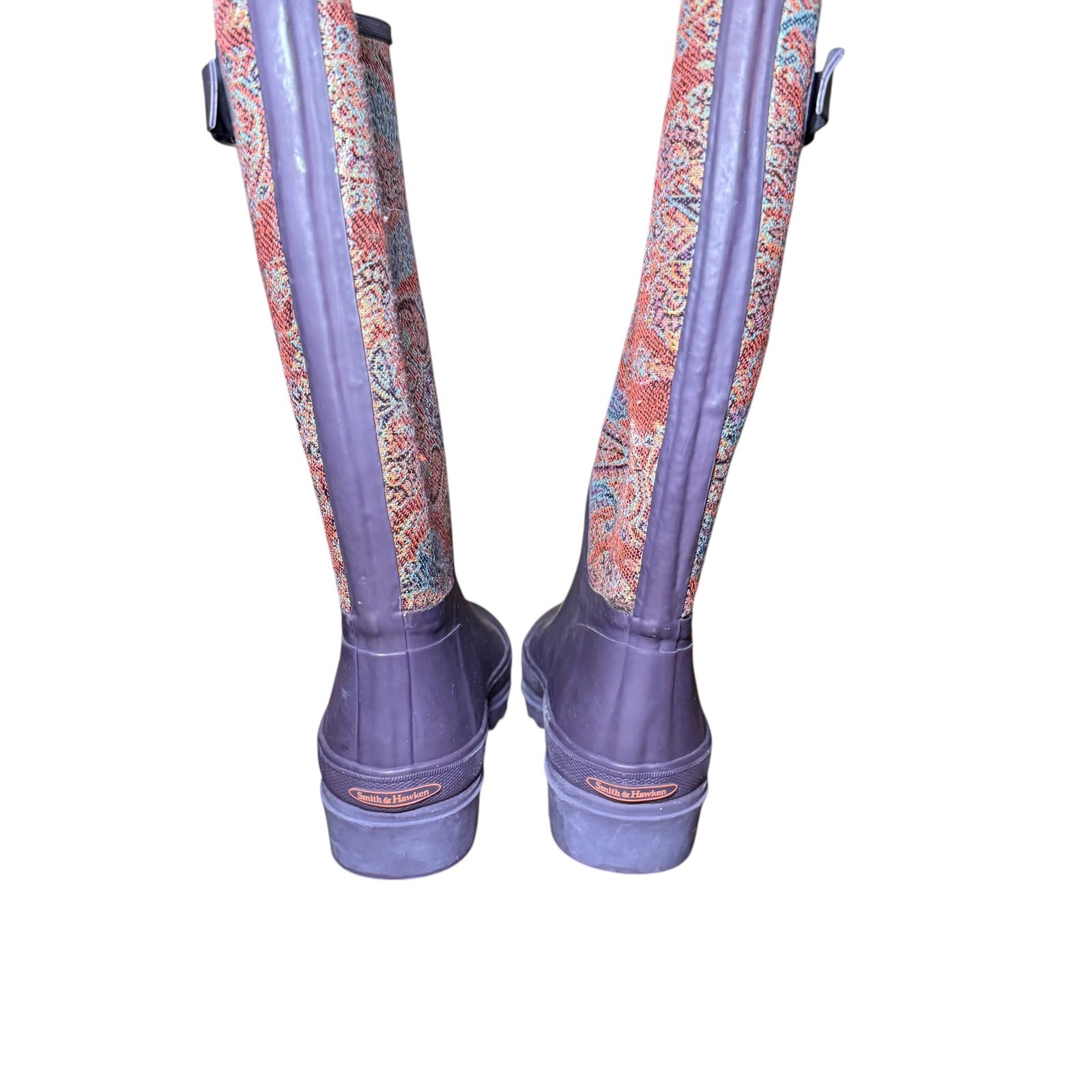 Smith & Hawken Paisley Rubber Rain Boots outdoor wellies Gardening Size 6