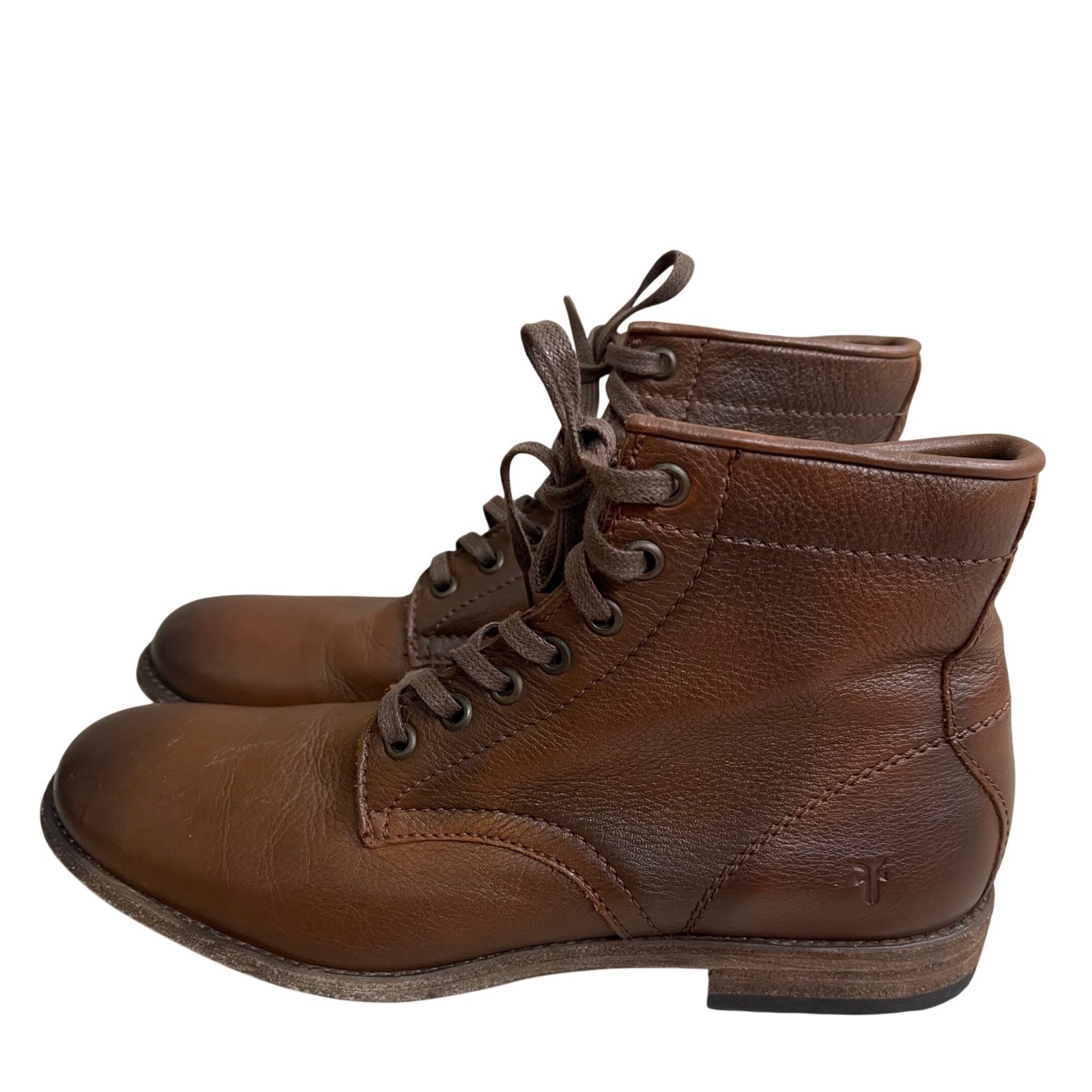 Frye tyler Combat Boots Brown Leather Lace Up Ankle Boots Womens 9B 3471448