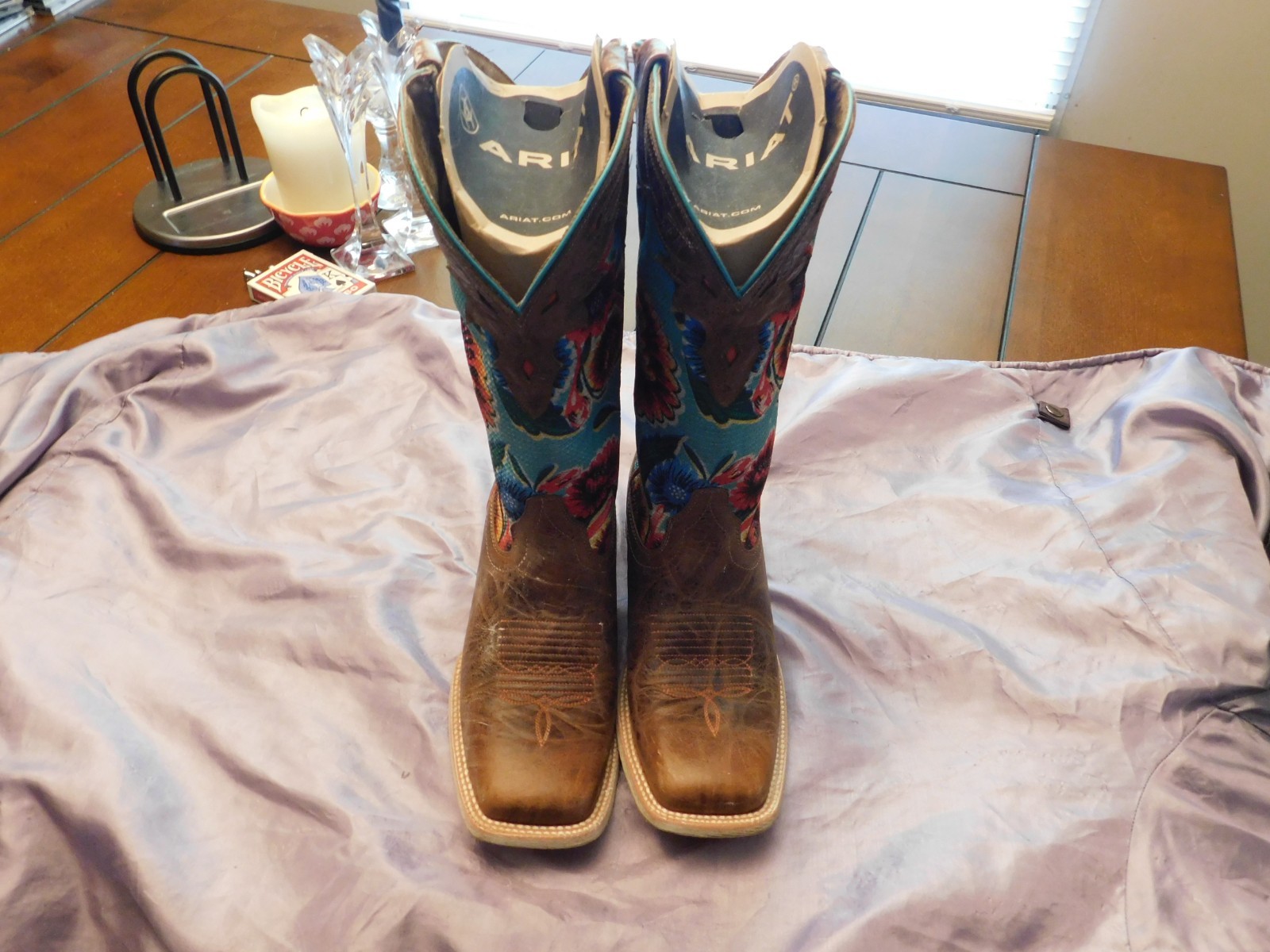 ARIAT Circuit Champion Women’s 7.5 Western Boots Floral Textile, Square Toe