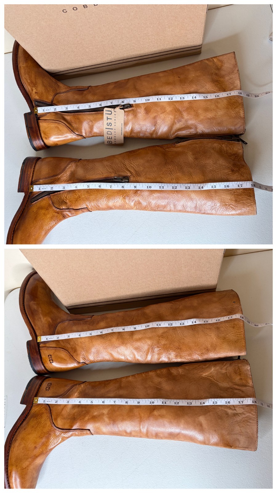 BED STU Tess Tan Distressed Leather Tall Riding Boots BedStu Size 8