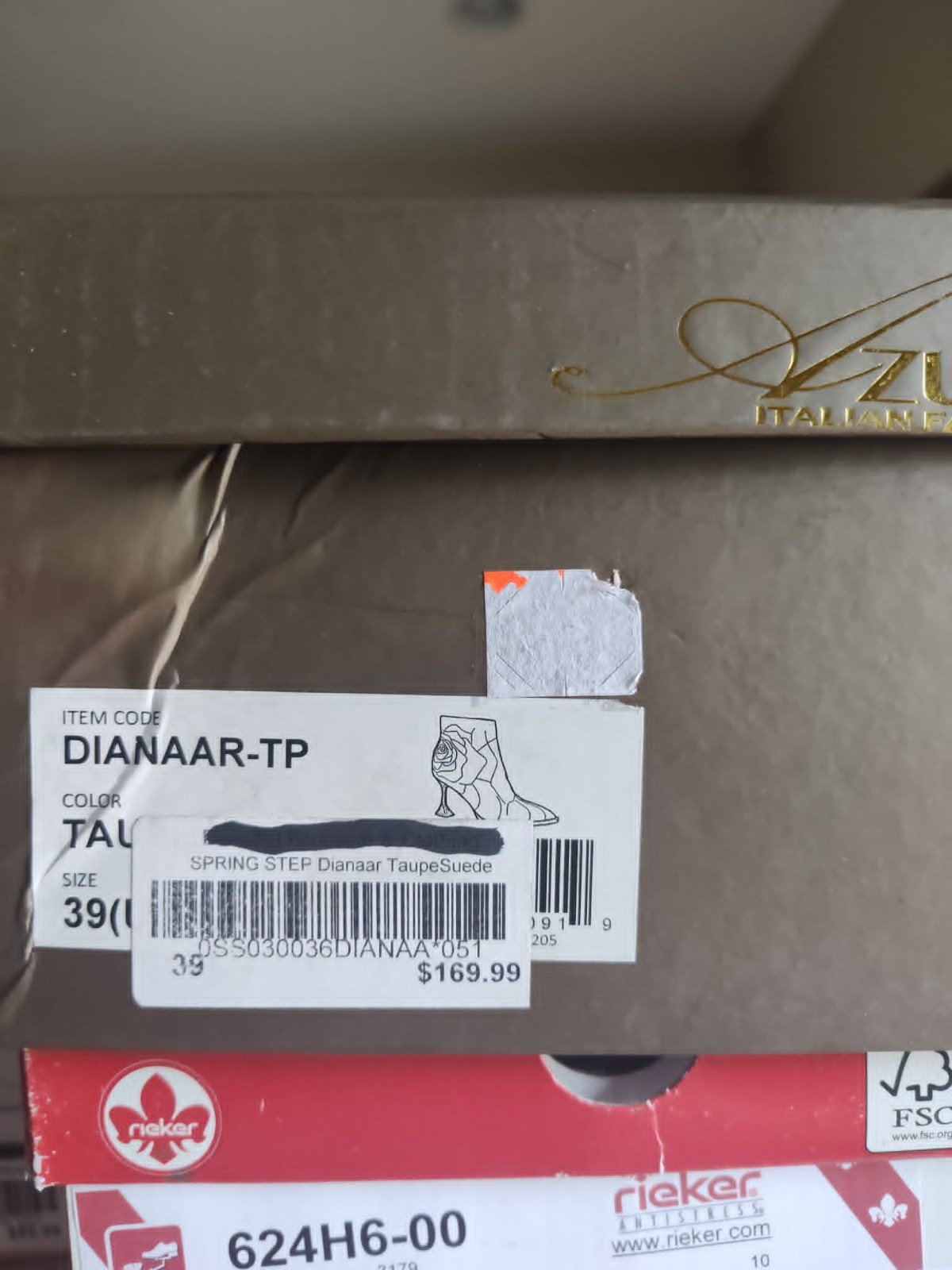 Azura by Spring Step Dianaar Taupe Suede Size 39 NEW in Box