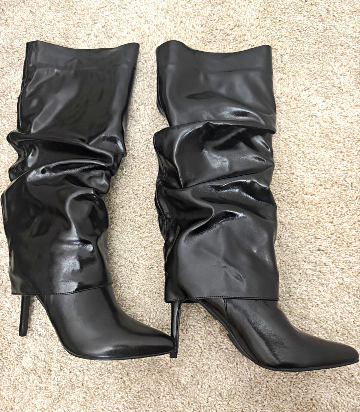 Lulu’s Slouch Knee High Pointed Toe Stiletto Pull On Boots US 7