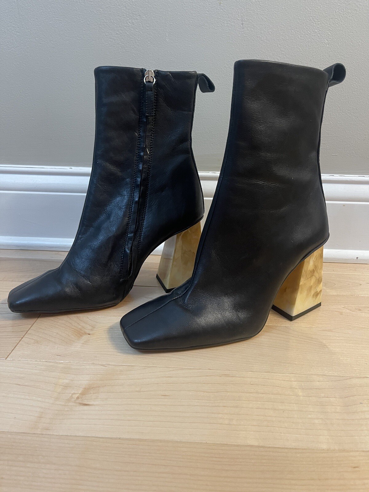 Top shop Hobbs Black Leather Ankle Boots Size 40