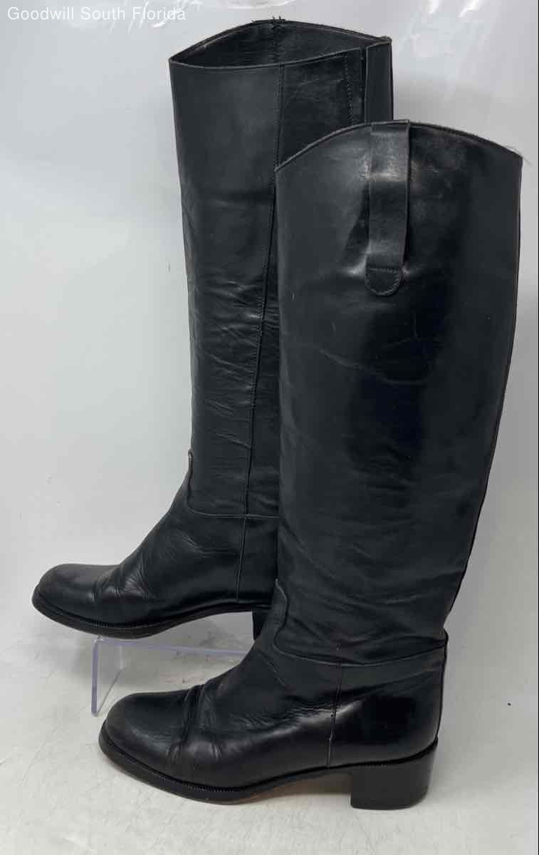 Calvin Klein Womens Black Leather Block Heel Knee-High Riding Boots Size EU 38.5