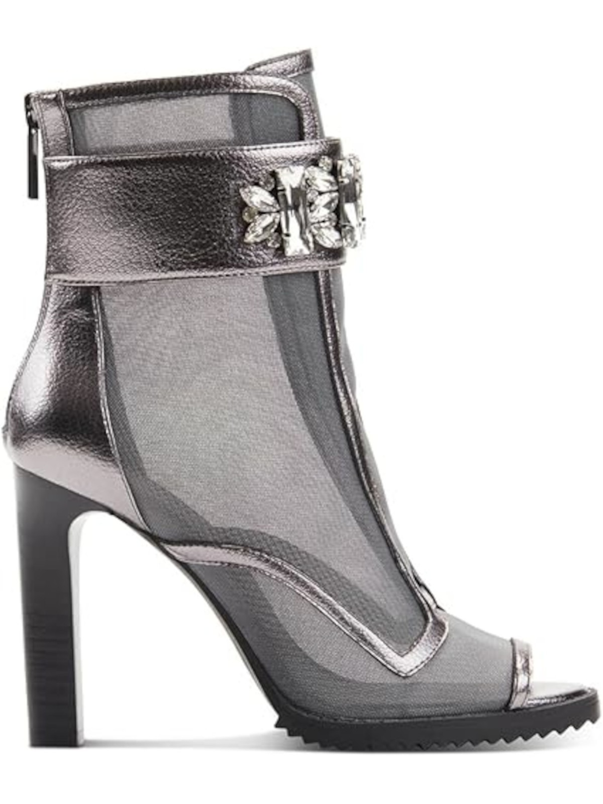 KARL LAGERFELD PARIS Womens Silver Gem Blayze Toe Stiletto Booties 5 M