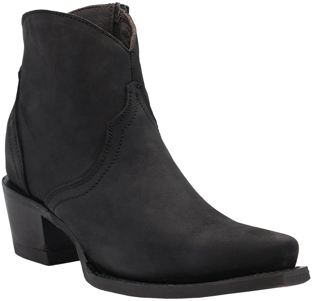 Silverton Women’s Genuine Leather Snip Toe Short Ankle Western Boots – Black