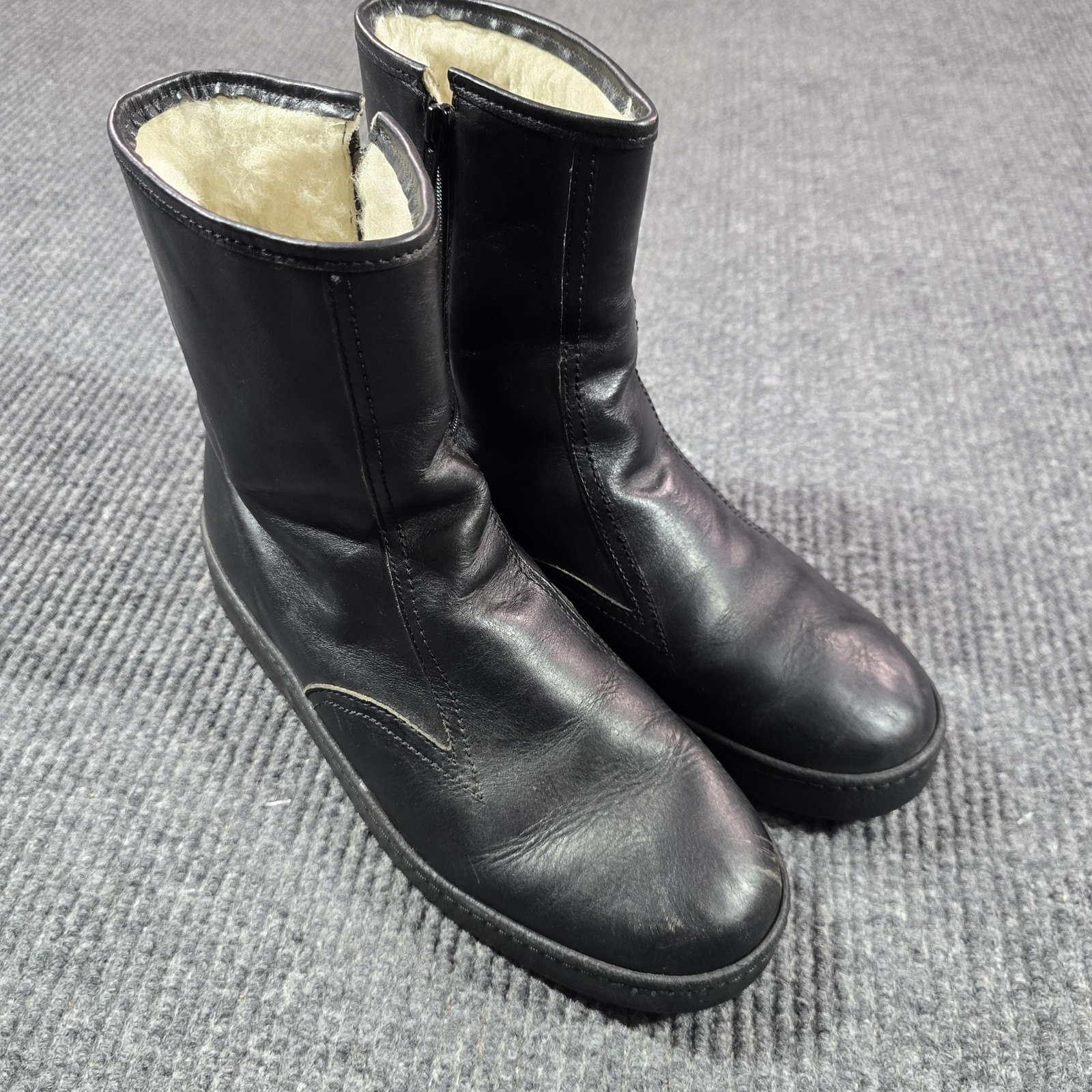 Bates Floaters Boots Womens Size 9 Black Leather Wool Lined Winter Snow USA