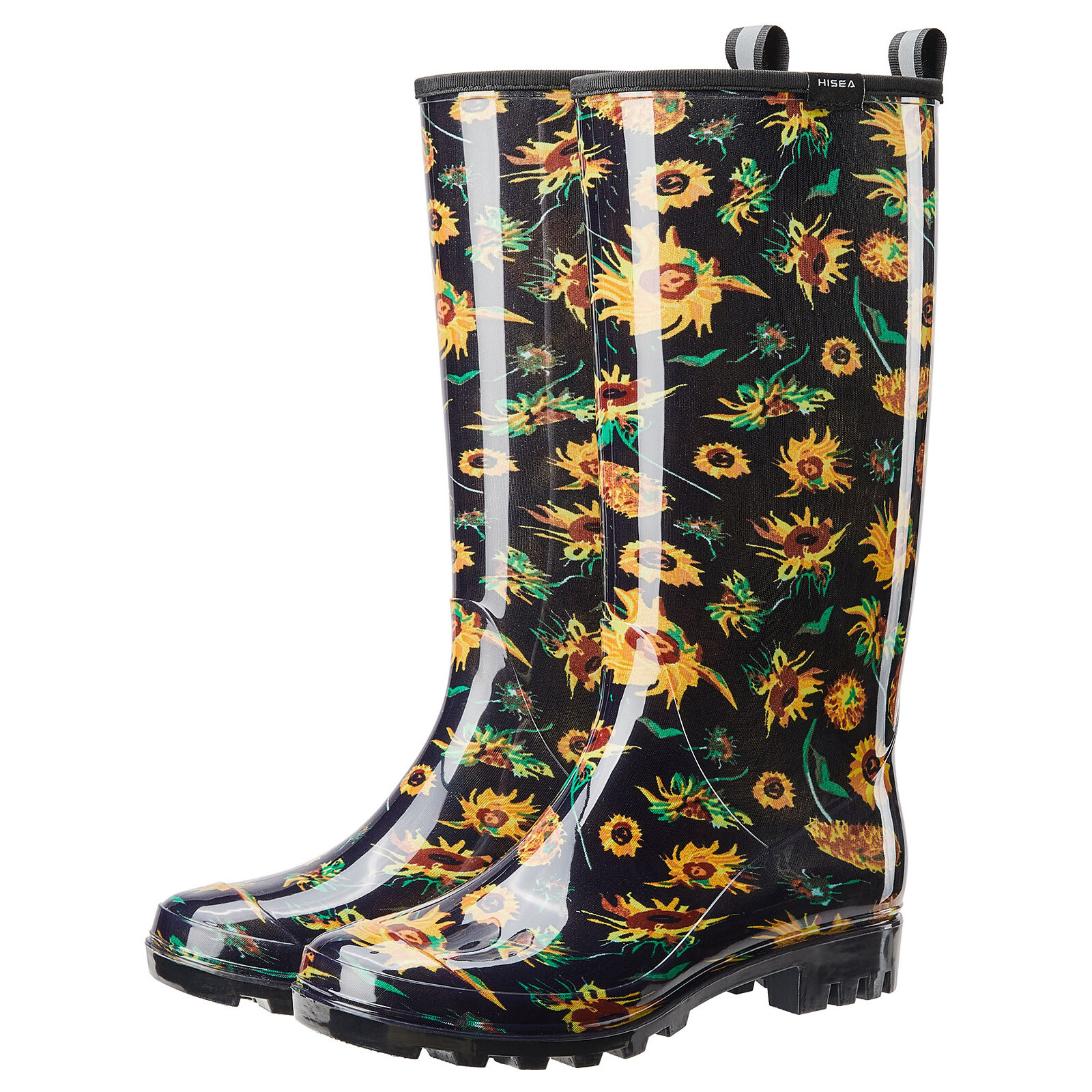 HISEA Women Knee High Rain Boots Waterproof Garden Shoes Colorful Printed Wellie