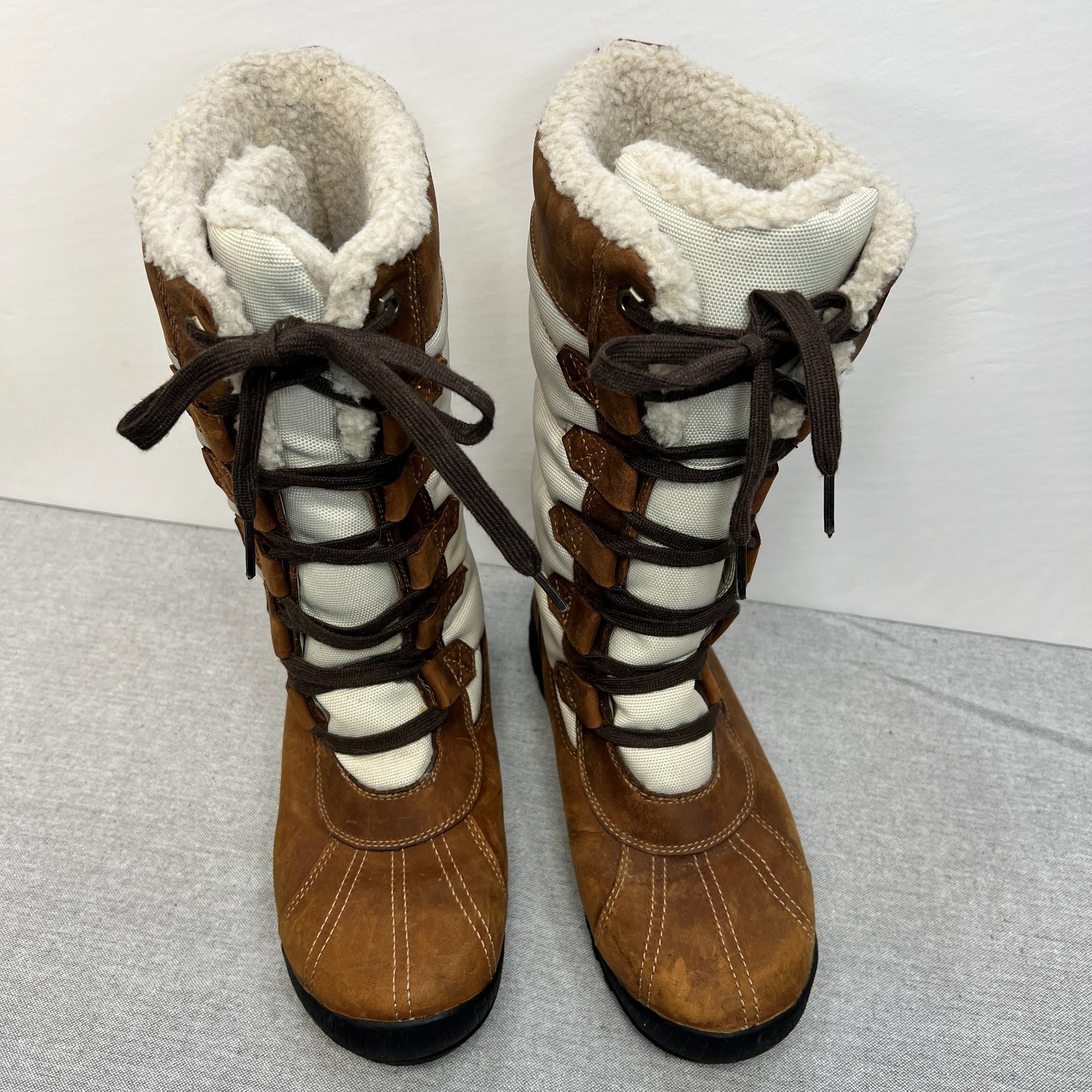 Timberland Mt Hayes Waterproof Insulated Tall Lace Up Boot Brown Sherpa W US 6.5