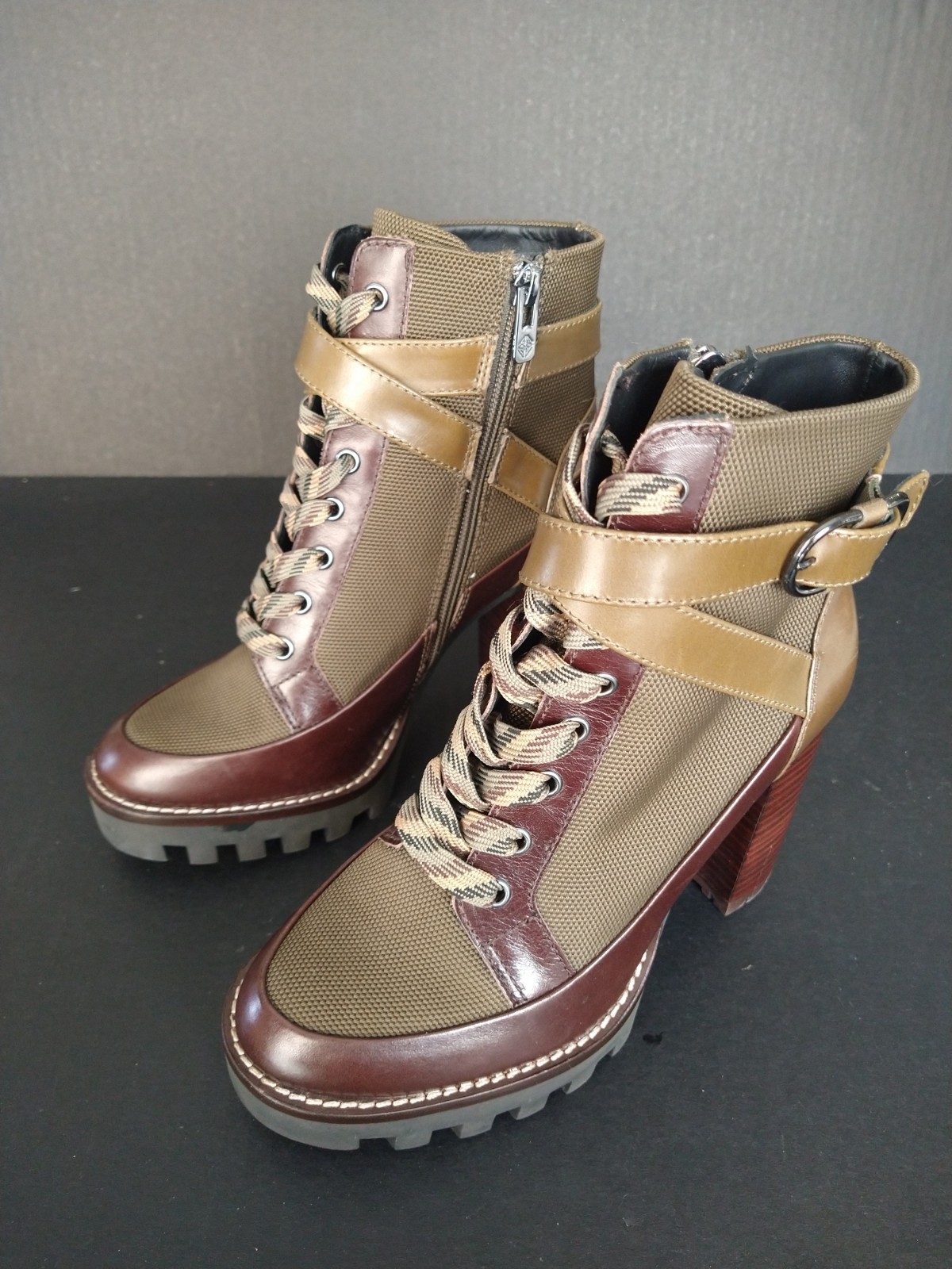 Antonio Melani Perline Platform Boots. Sz. 6.5 Brown 4″ Heel New